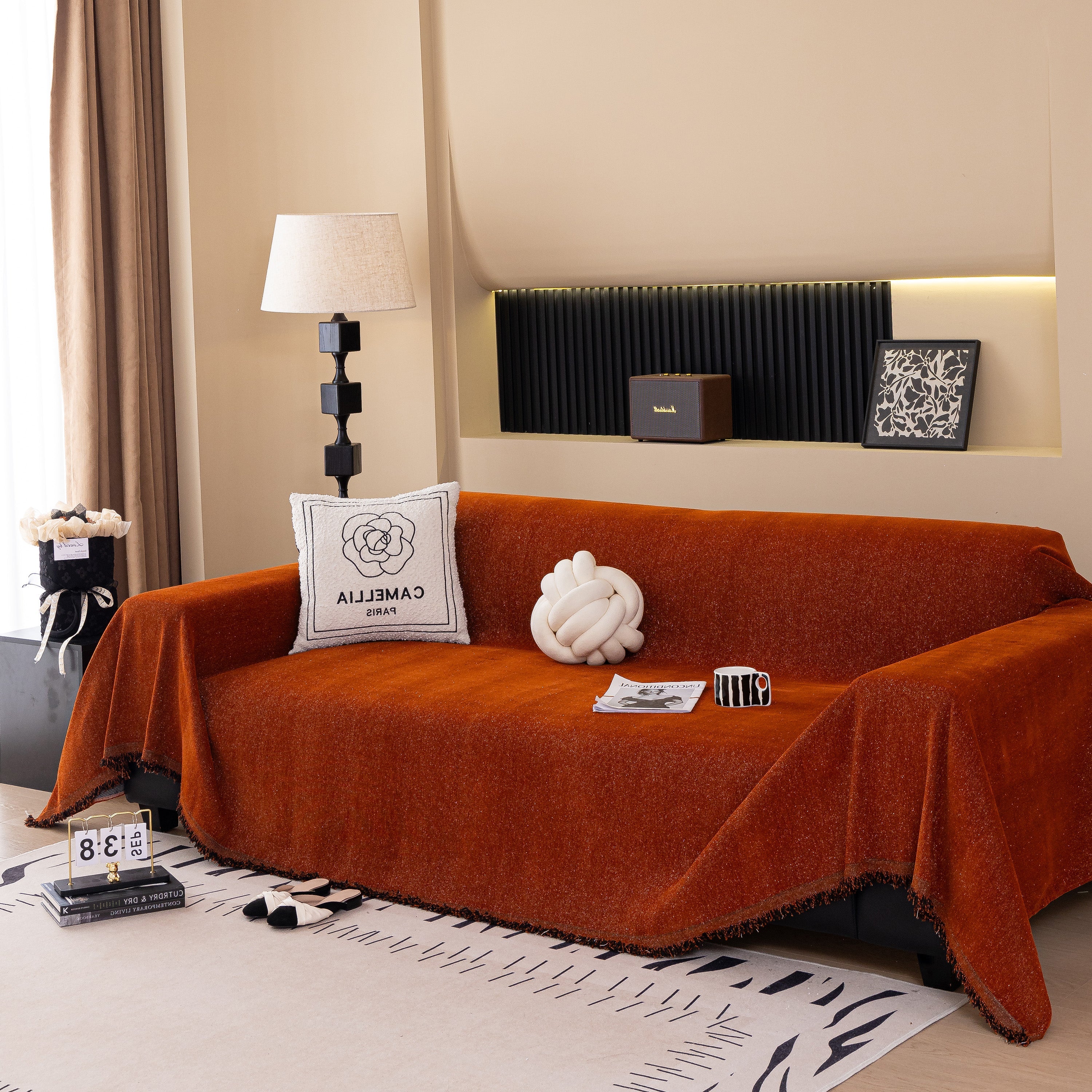 Solid Color Chenille Sofa Cover Blanket Furniture Covers For Sofas And Loveseats