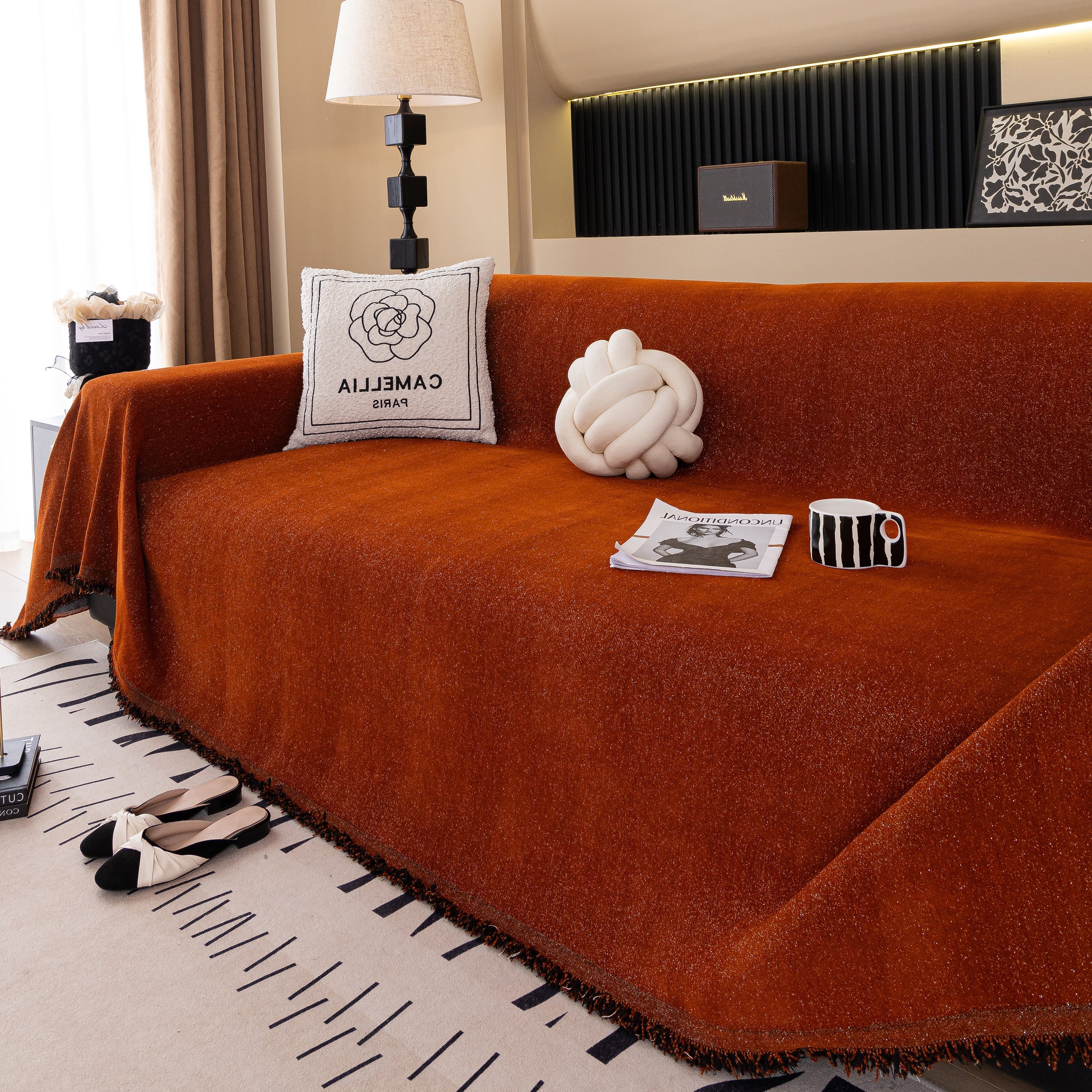 Solid Color Chenille Sofa Cover Blanket Furniture Covers For Sofas And Loveseats