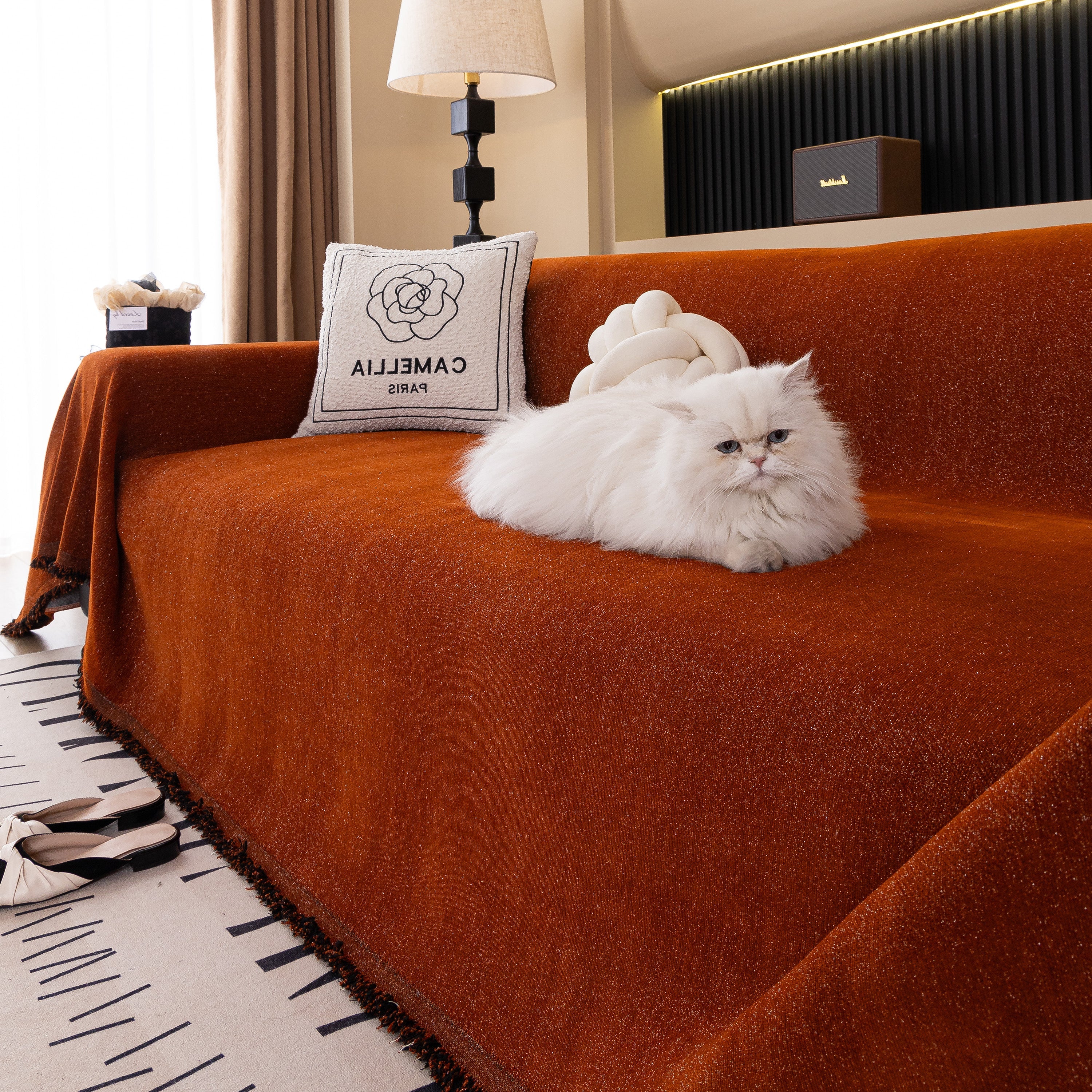 Solid Color Chenille Sofa Cover Blanket Furniture Covers For Sofas And Loveseats