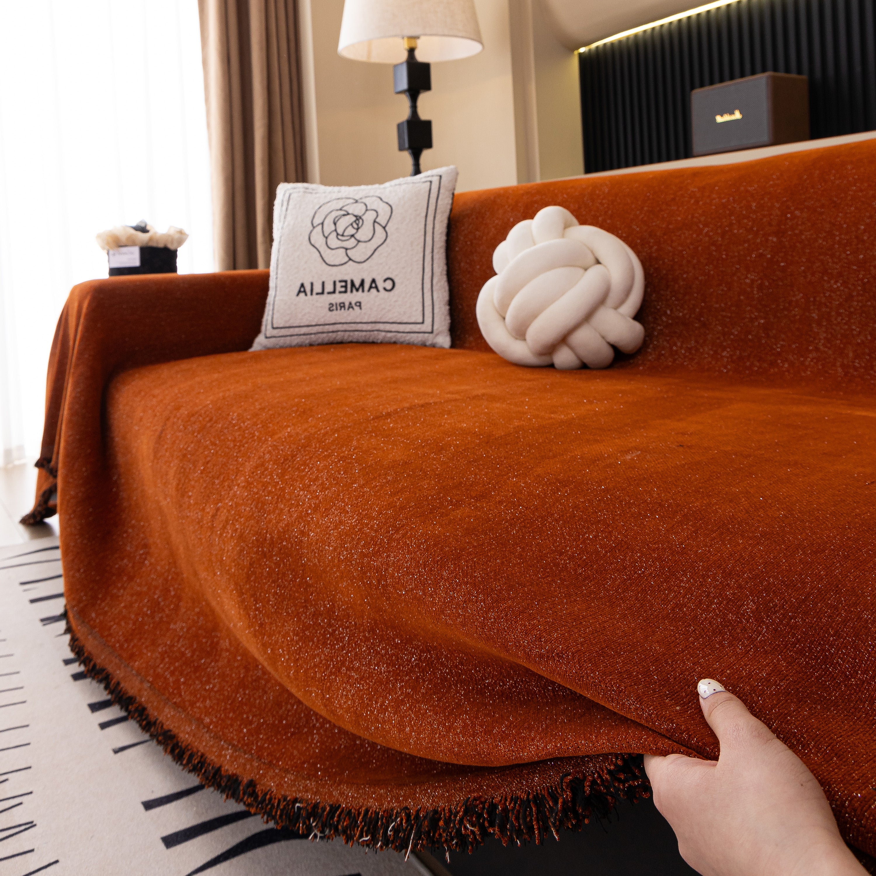 Solid Color Chenille Sofa Cover Blanket Furniture Covers For Sofas And Loveseats