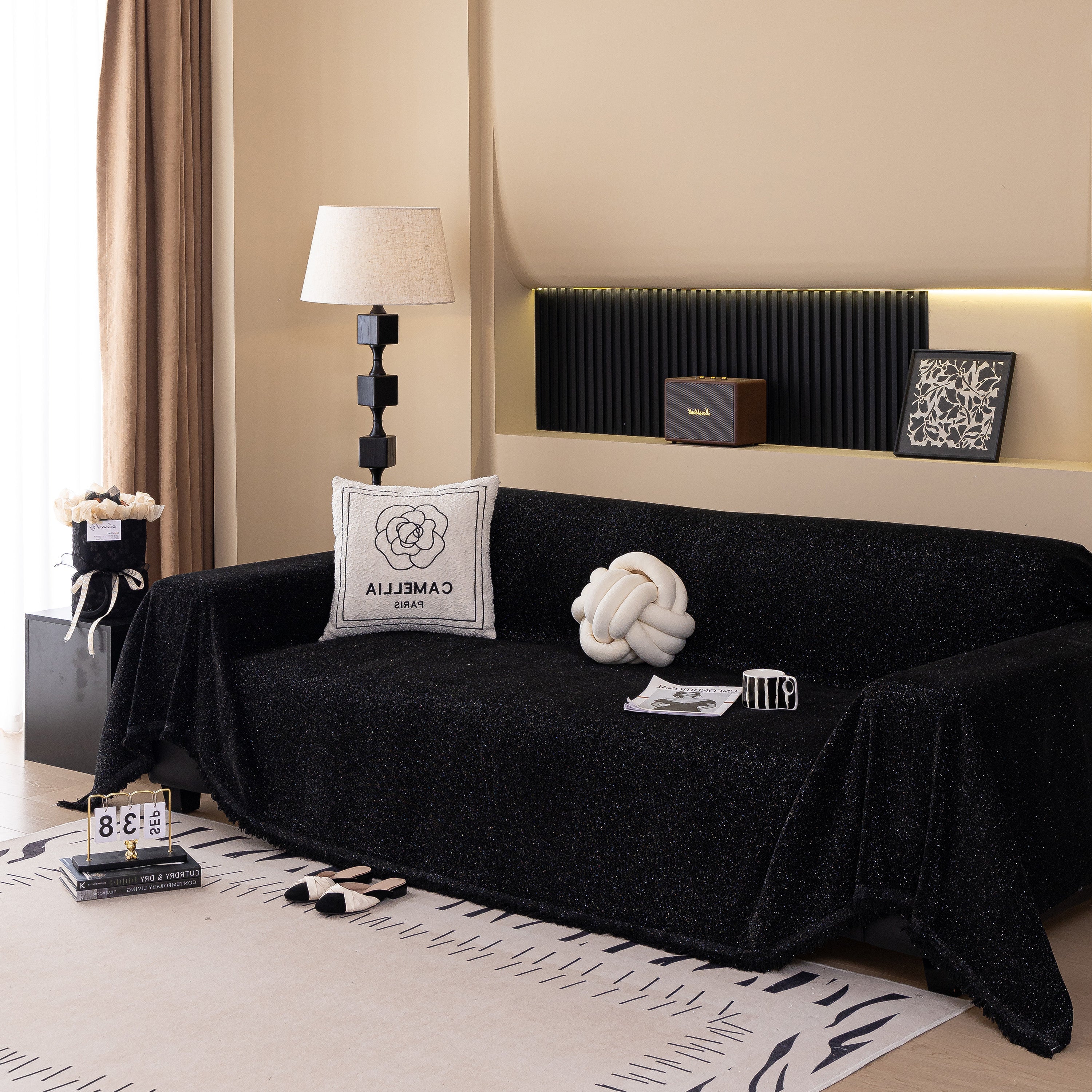 Solid Color Chenille Sofa Cover Blanket Furniture Covers For Sofas And Loveseats