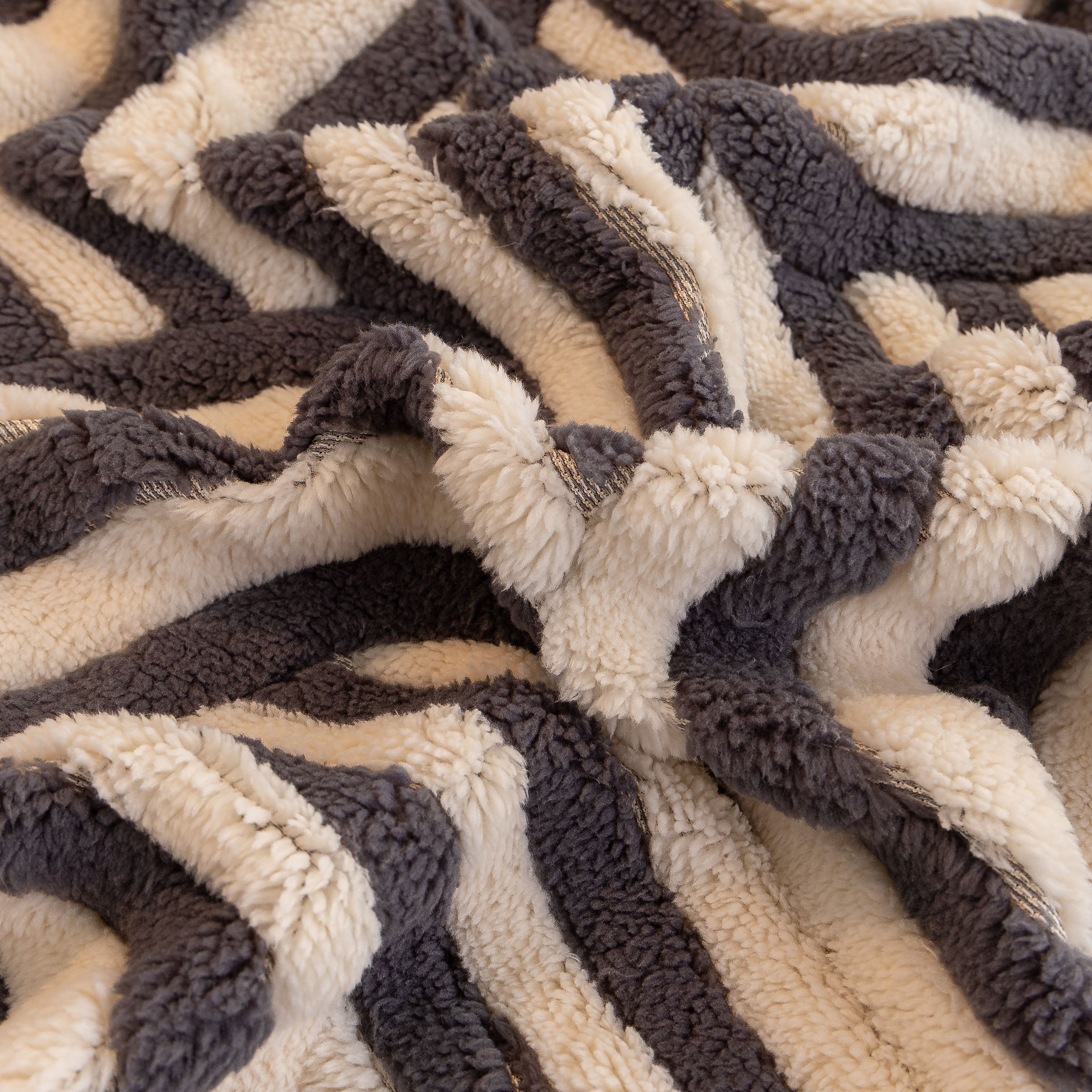 Plush Sherpa Sofa Throw Cover For Sectional, Jacquard Wave Throw Furniture Protector