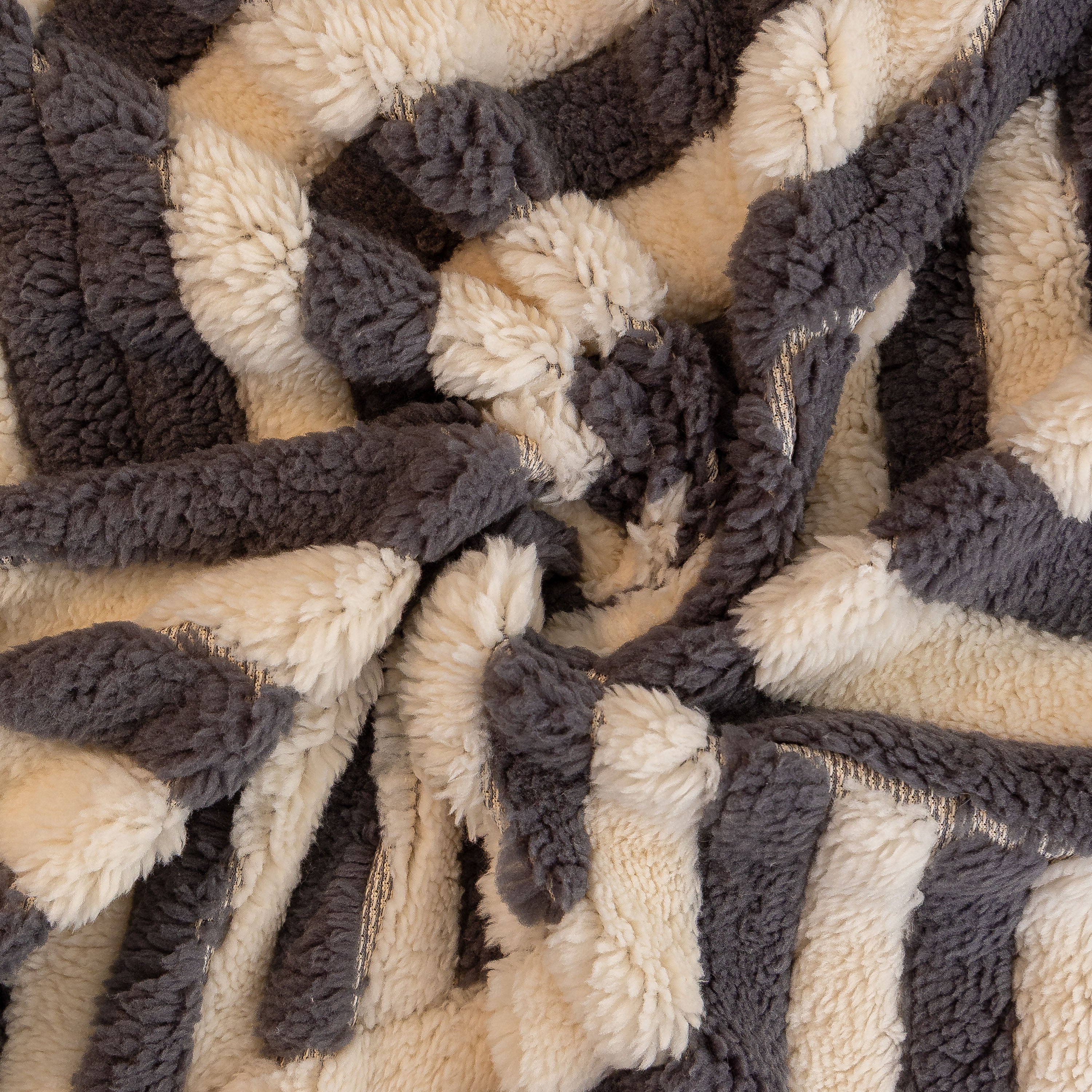 Plush Sherpa Sofa Throw Cover For Sectional, Jacquard Wave Throw Furniture Protector