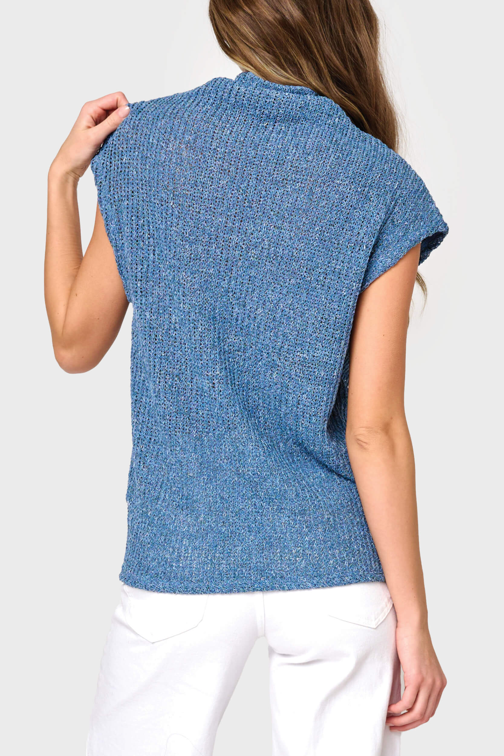 Cap Sleeve Funnel Neck Top