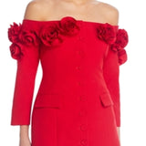 Lucy Paris Off The Shoulder Rosette Mini Dress Red