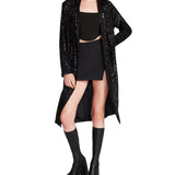 Steve Madden Show Stopper Sequin Duster Jacket Black