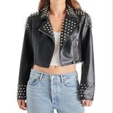 Steve Madden Tabby Studded Faux Leather Jacket Black Size XS