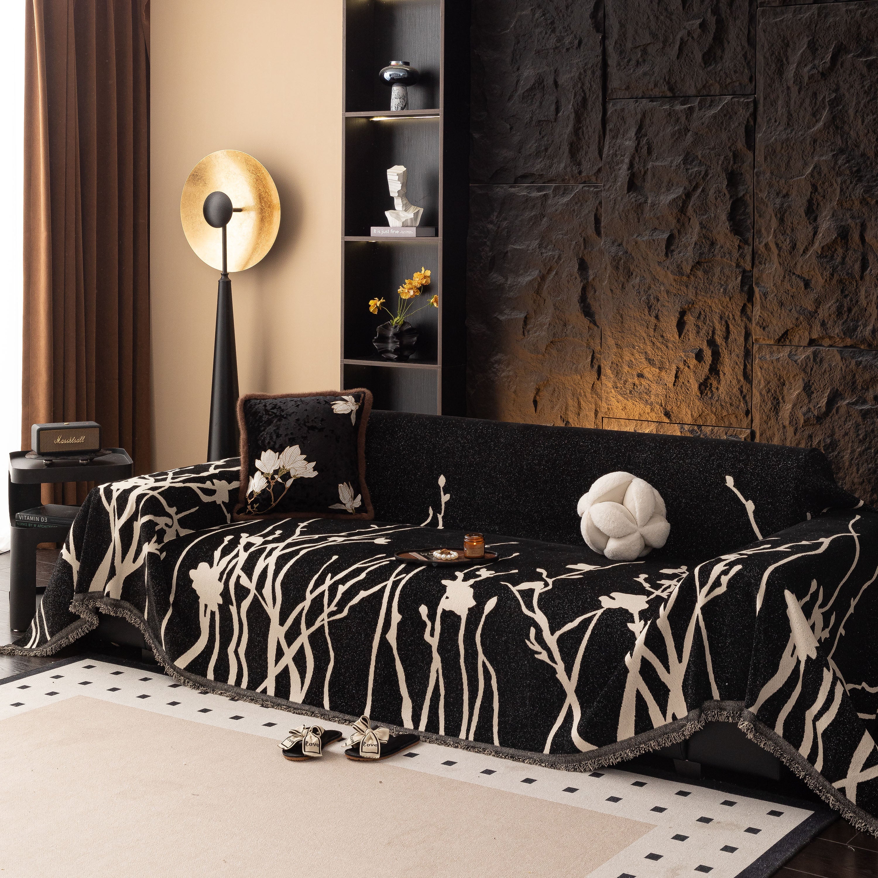 Modern Abstract Floral Sofa Throw Blanket, Decor Furniture Protector For Living Room