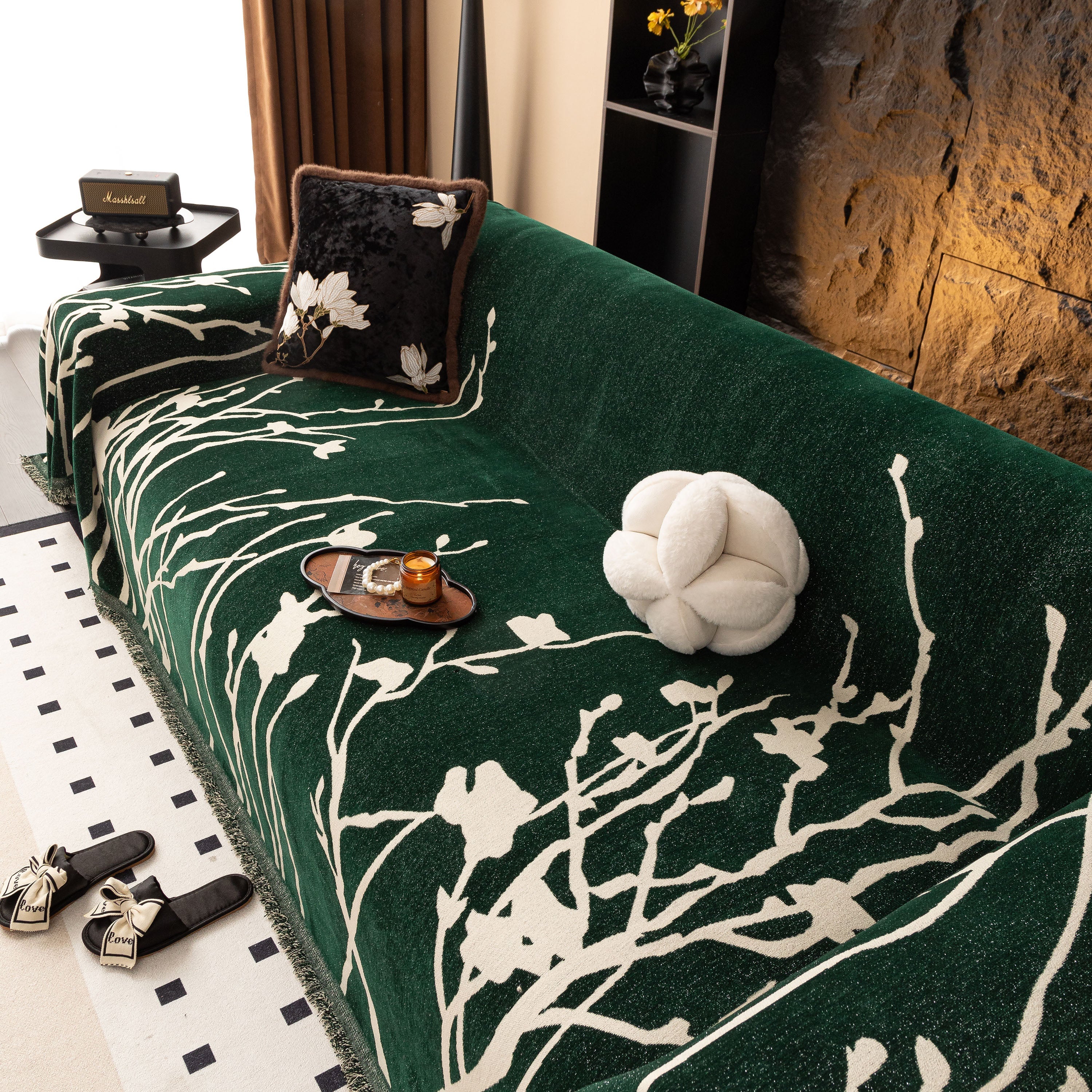 Modern Abstract Floral Sofa Throw Blanket, Decor Furniture Protector For Living Room