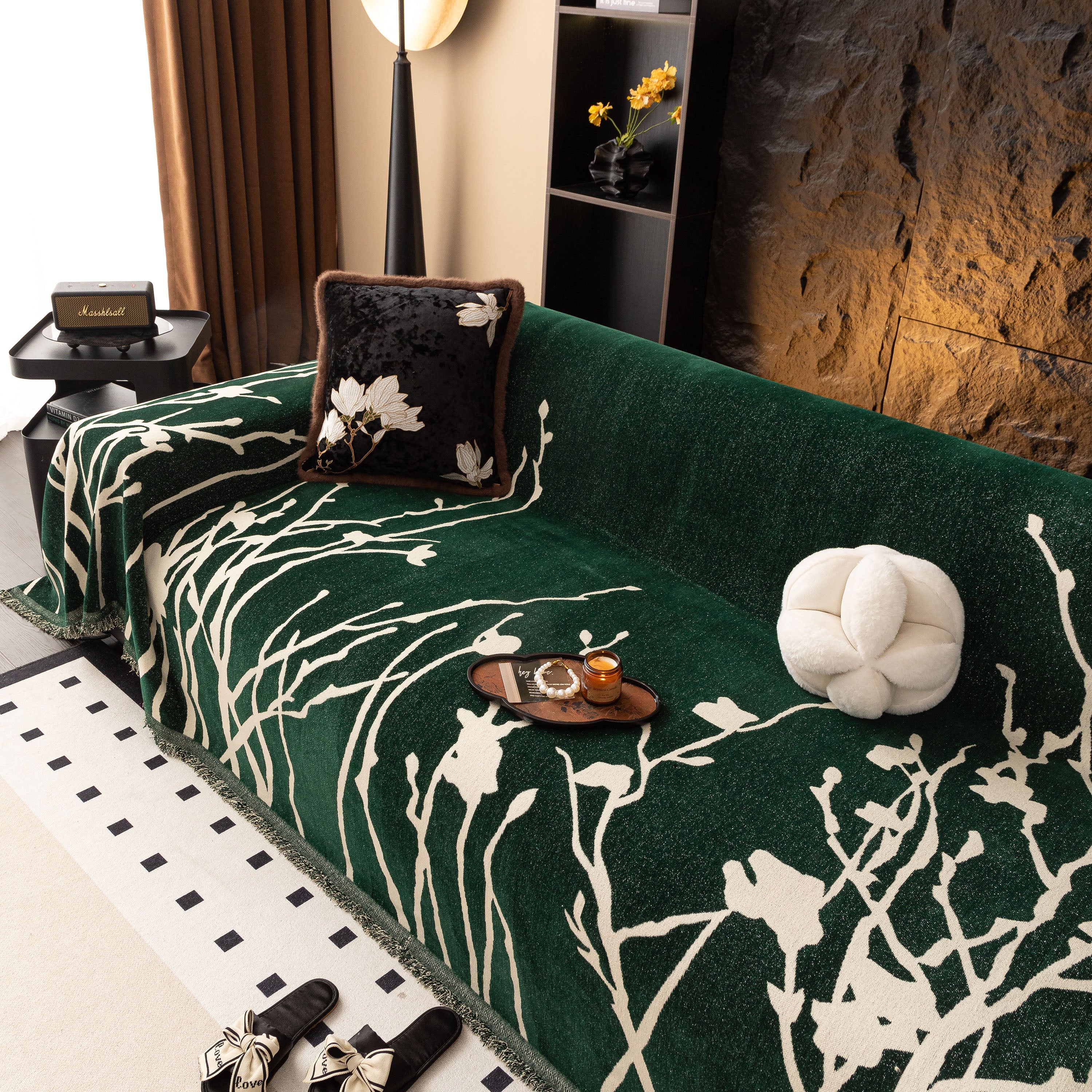 Modern Abstract Floral Sofa Throw Blanket, Decor Furniture Protector For Living Room