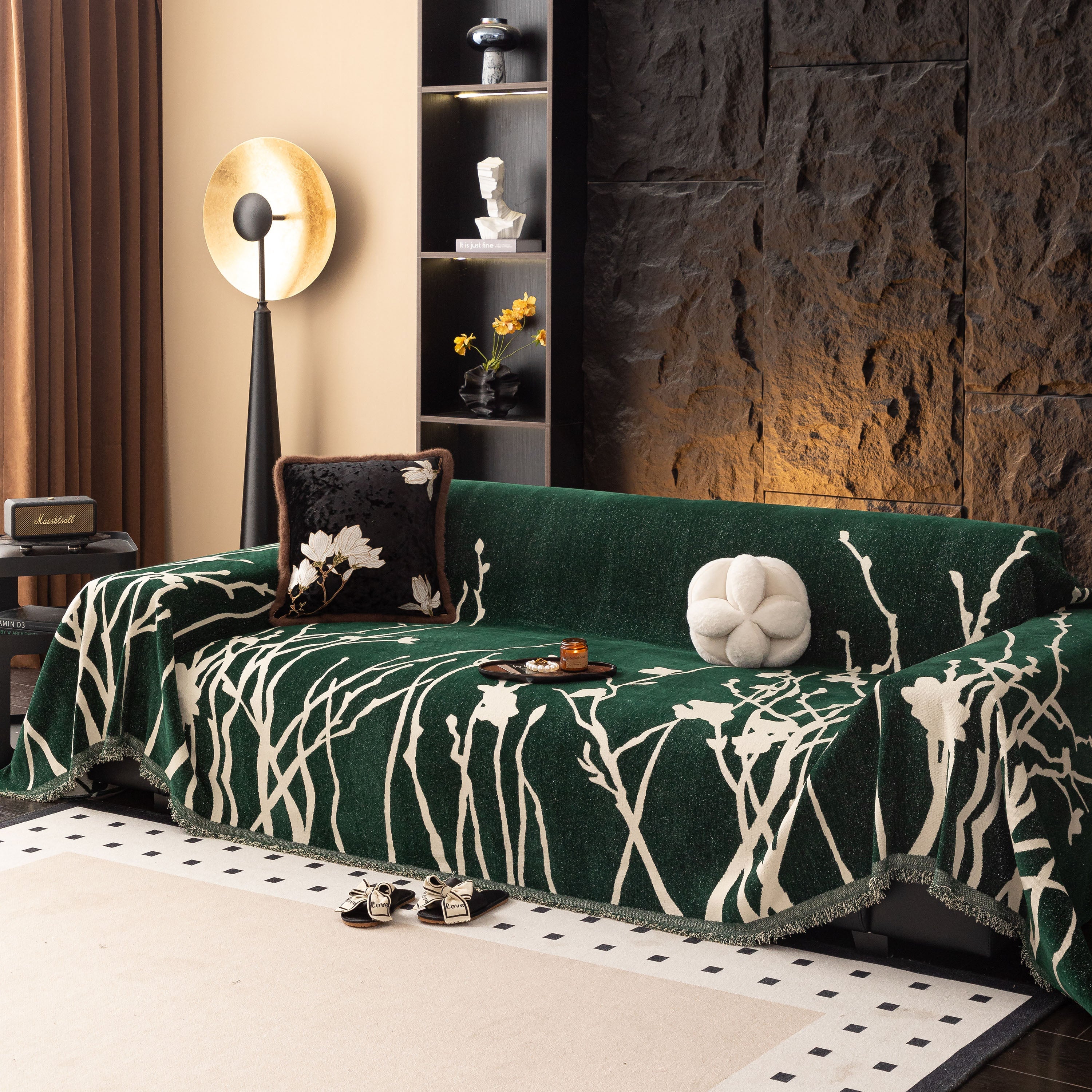 Modern Abstract Floral Sofa Throw Blanket, Decor Furniture Protector For Living Room