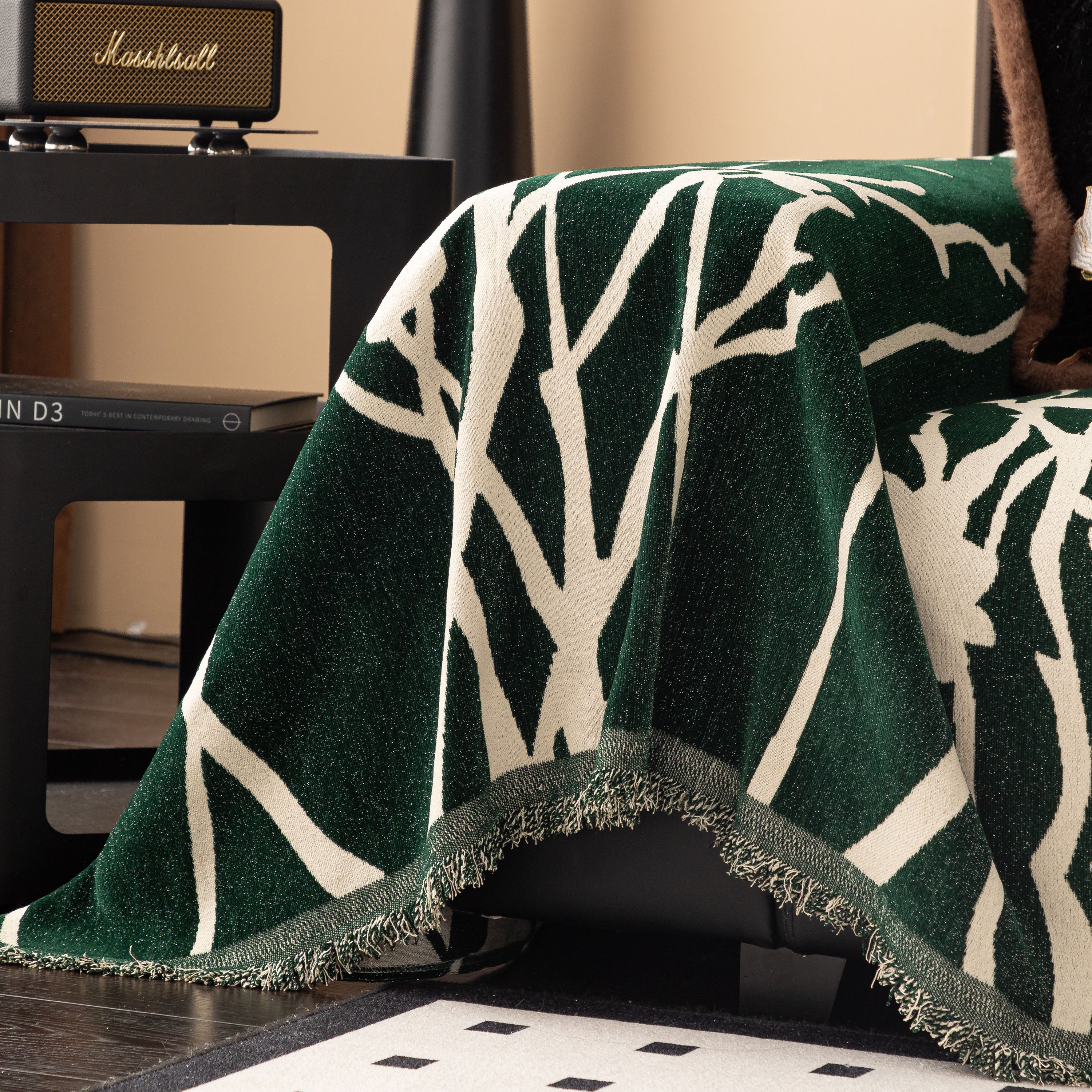 Modern Abstract Floral Sofa Throw Blanket, Decor Furniture Protector For Living Room