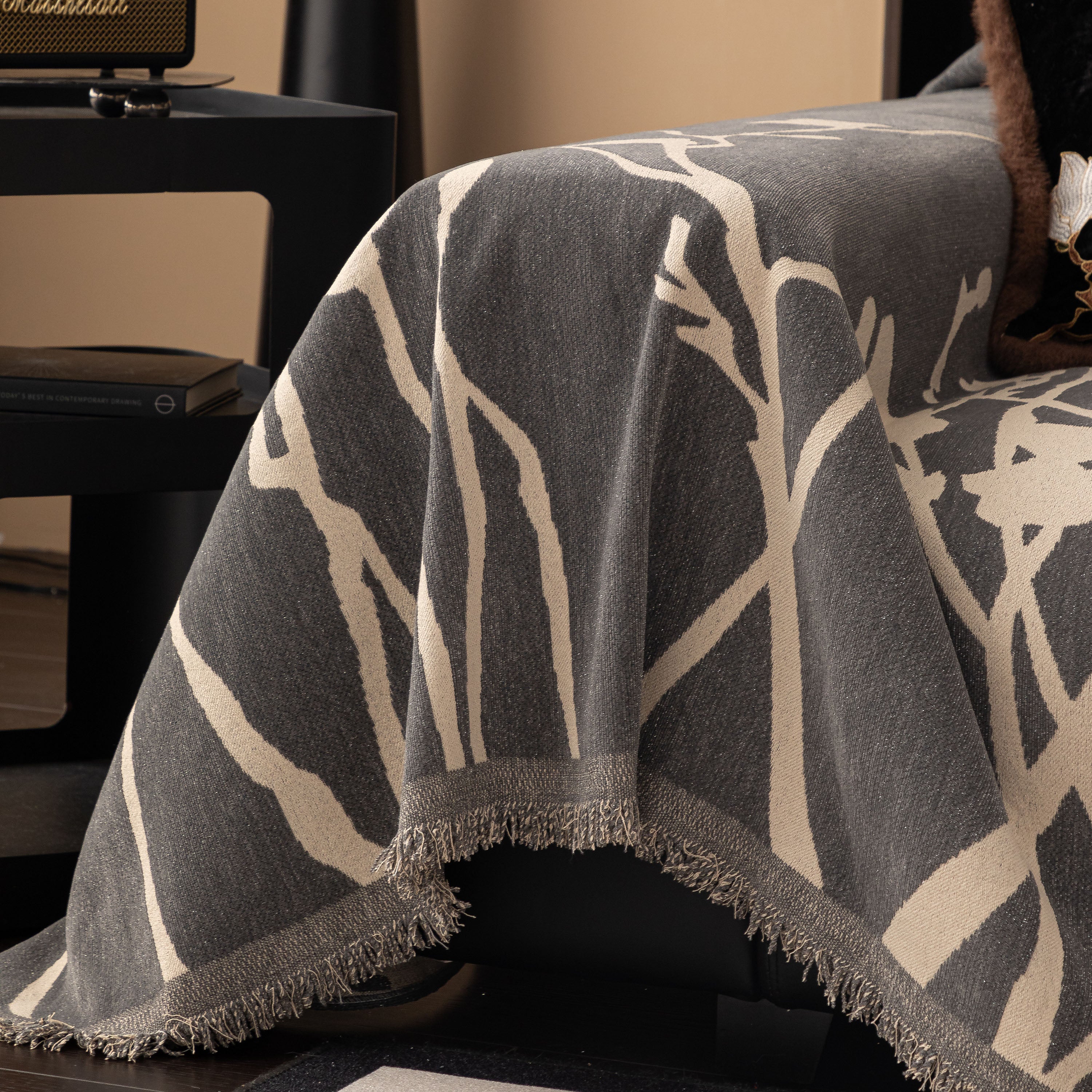 Modern Abstract Floral Sofa Throw Blanket, Decor Furniture Protector For Living Room