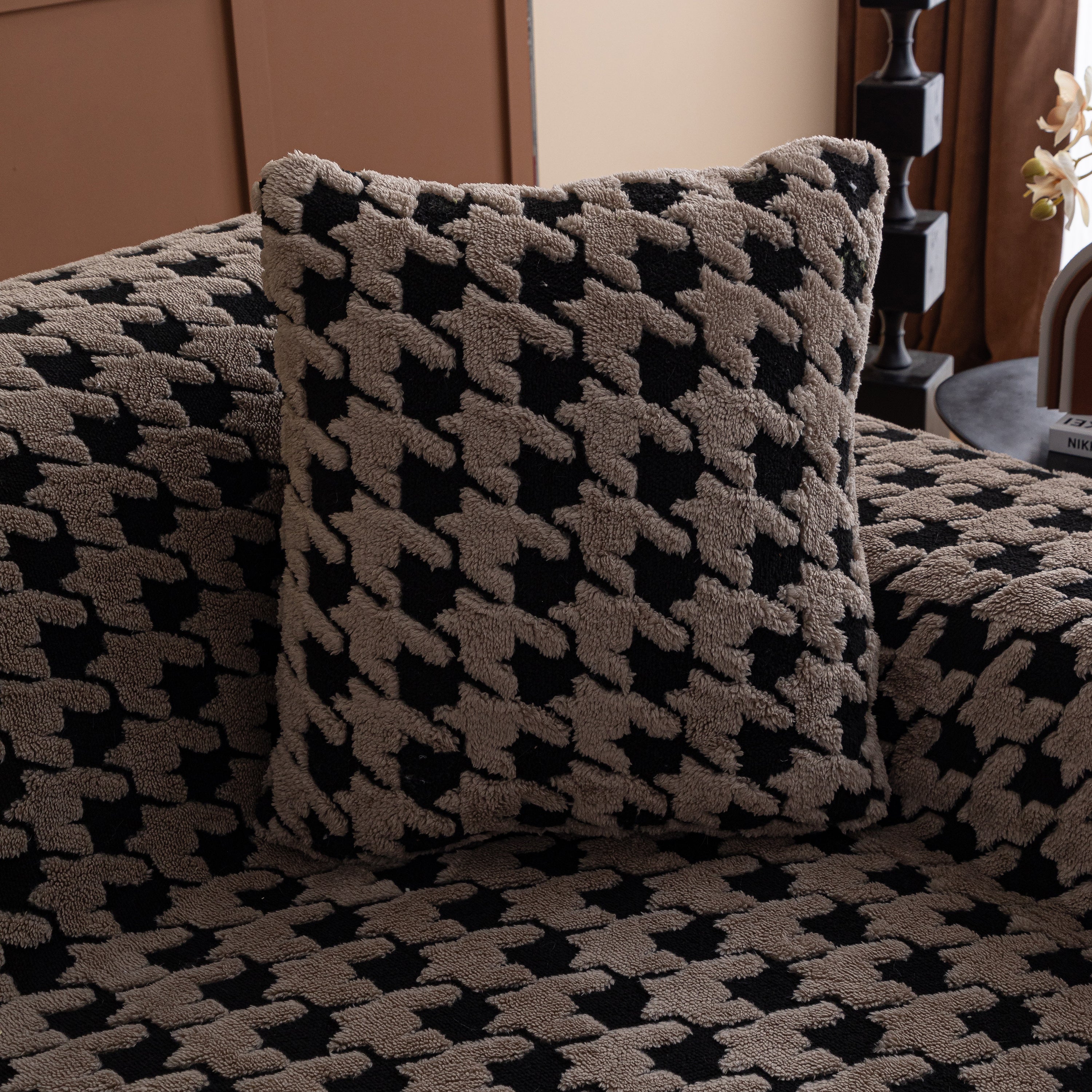 Jacquard Fleece Houndstooth Warm Cozy Couch Cover Blanket Decorative Throws For Sofas
