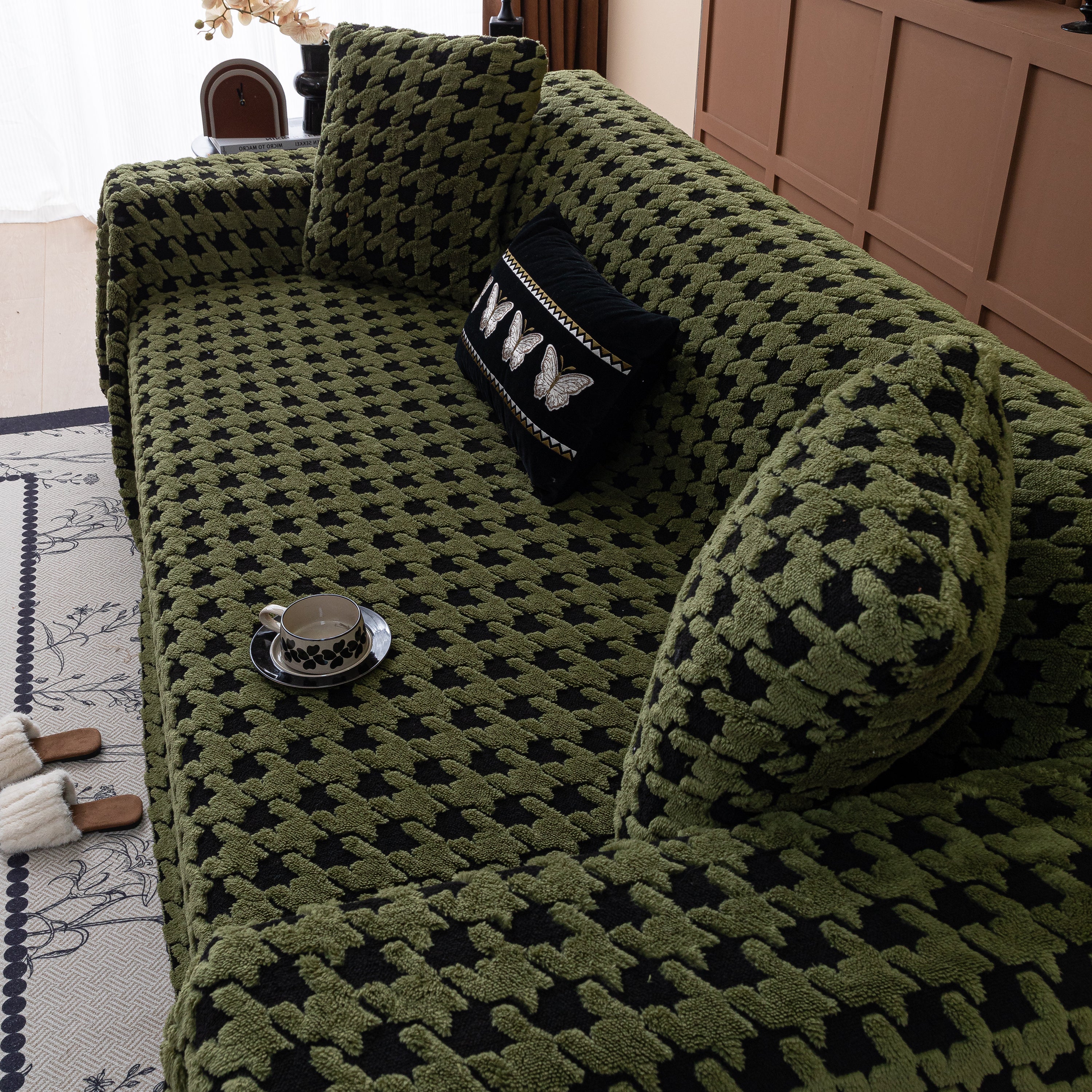 Jacquard Fleece Houndstooth Warm Cozy Couch Cover Blanket Decorative Throws For Sofas