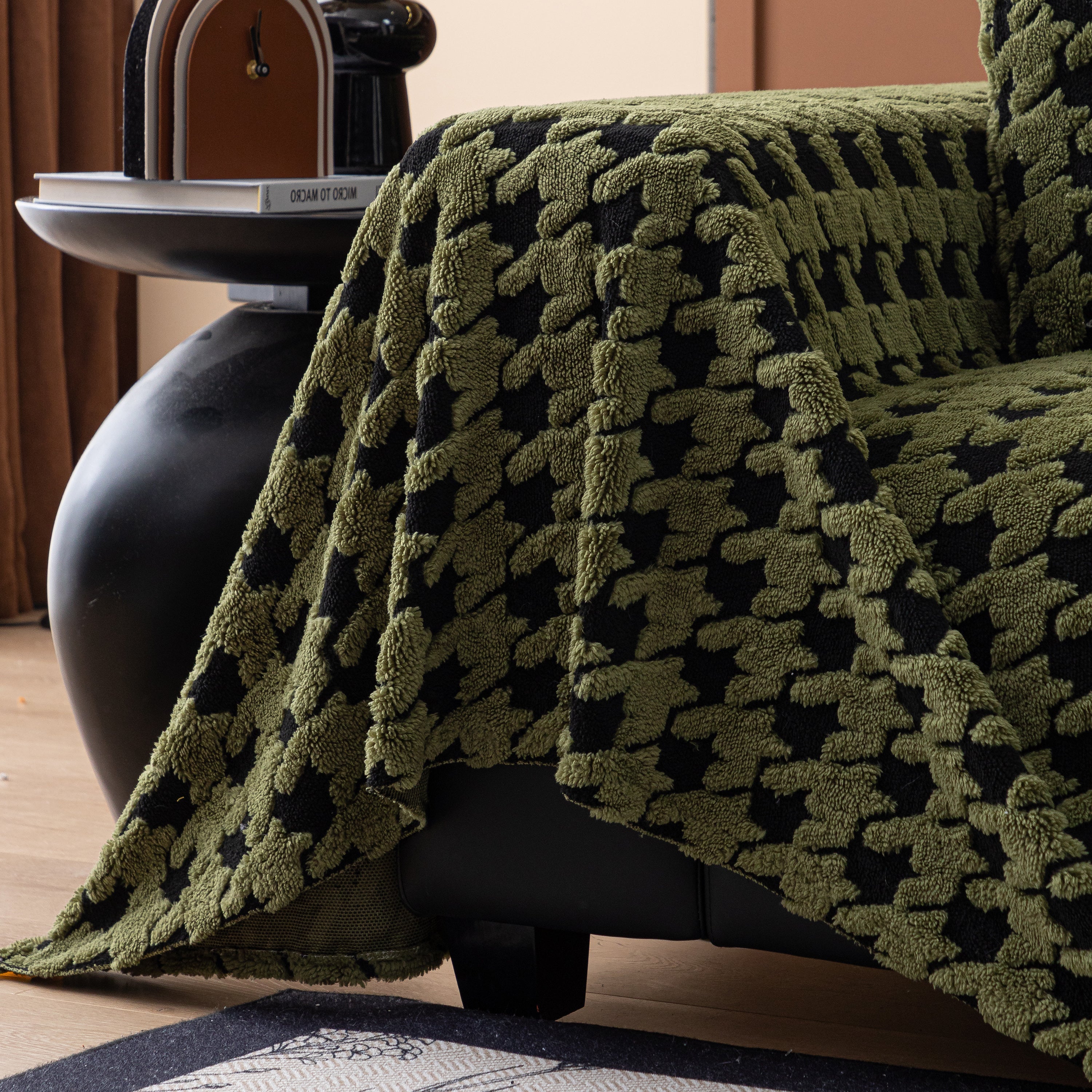 Jacquard Fleece Houndstooth Warm Cozy Couch Cover Blanket Decorative Throws For Sofas