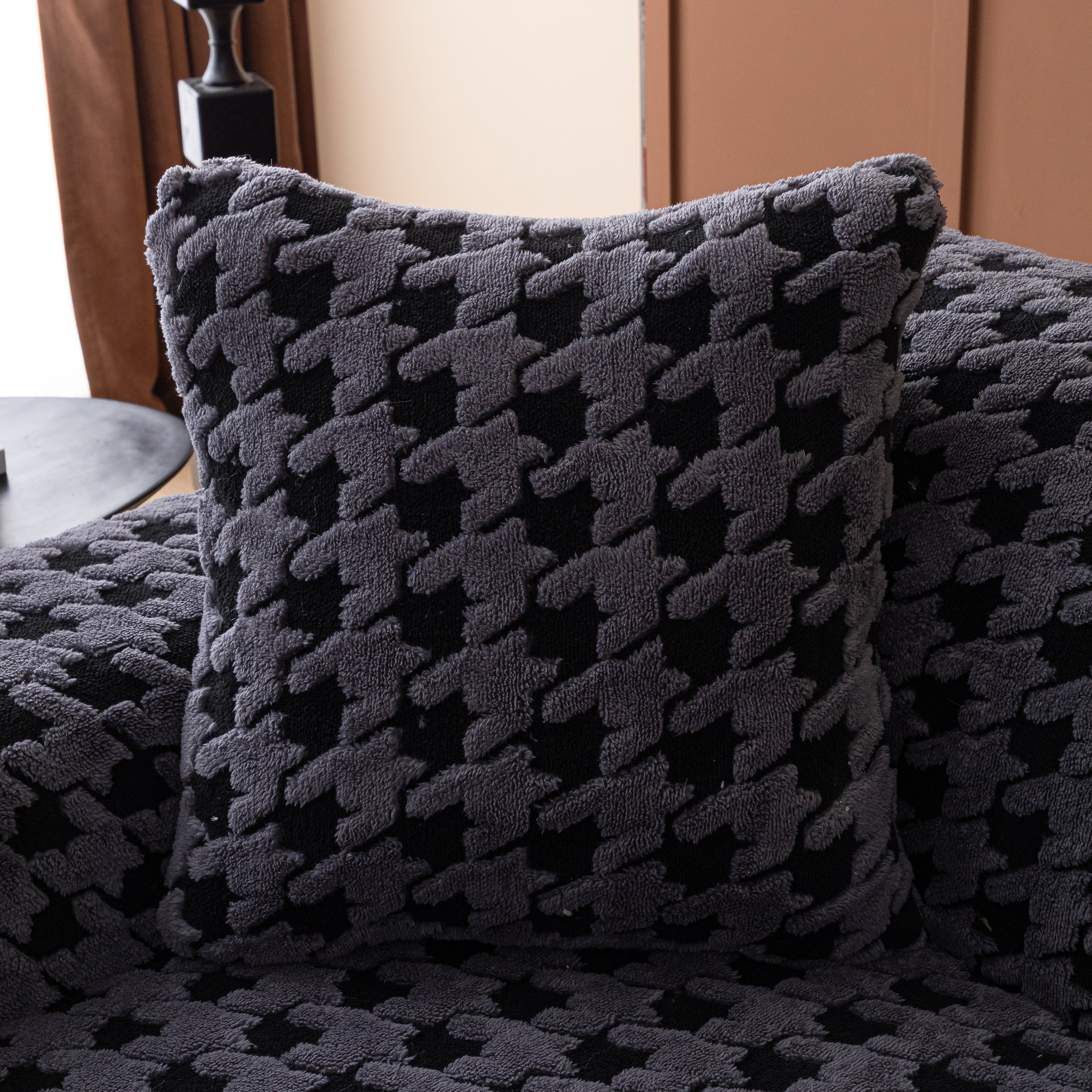 Jacquard Fleece Houndstooth Warm Cozy Couch Cover Blanket Decorative Throws For Sofas