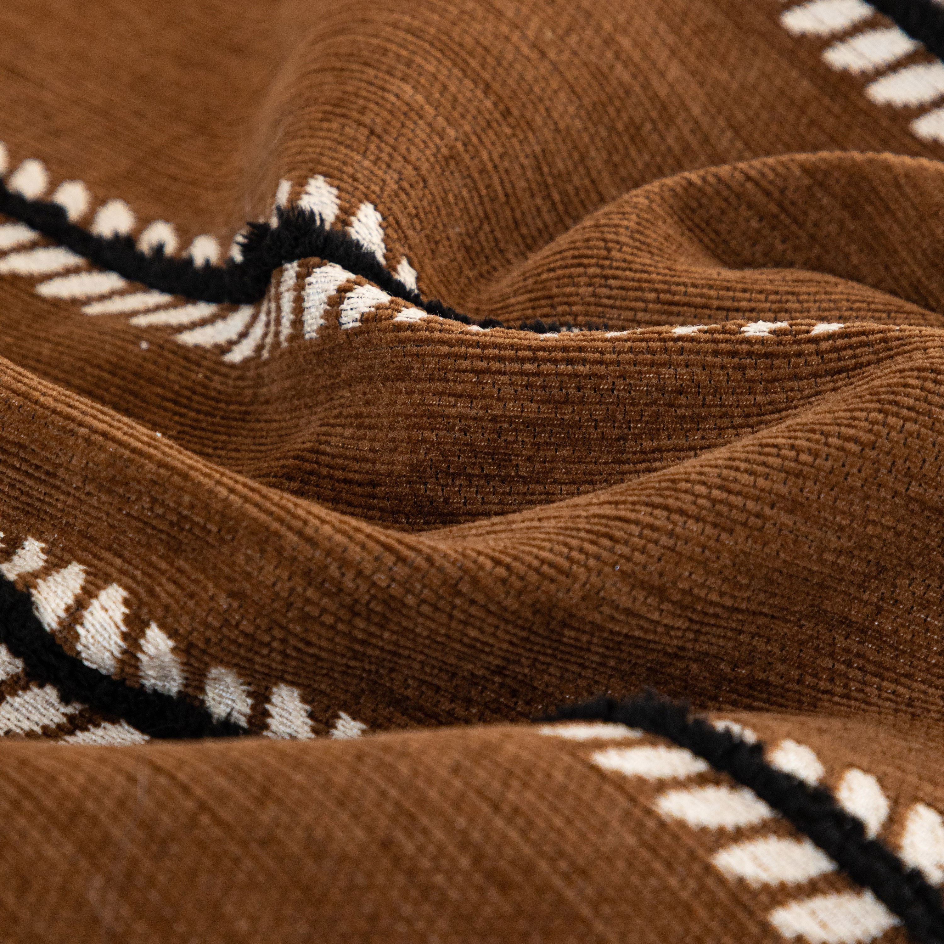 Leaf Stripe Sofa Cover With Black Sheer Skirt, Boho Soft Couch Slipcover For Pets