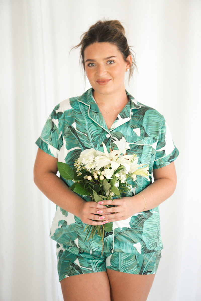 Women's Green Banana Leaf Pajamas | Includes Plus Size