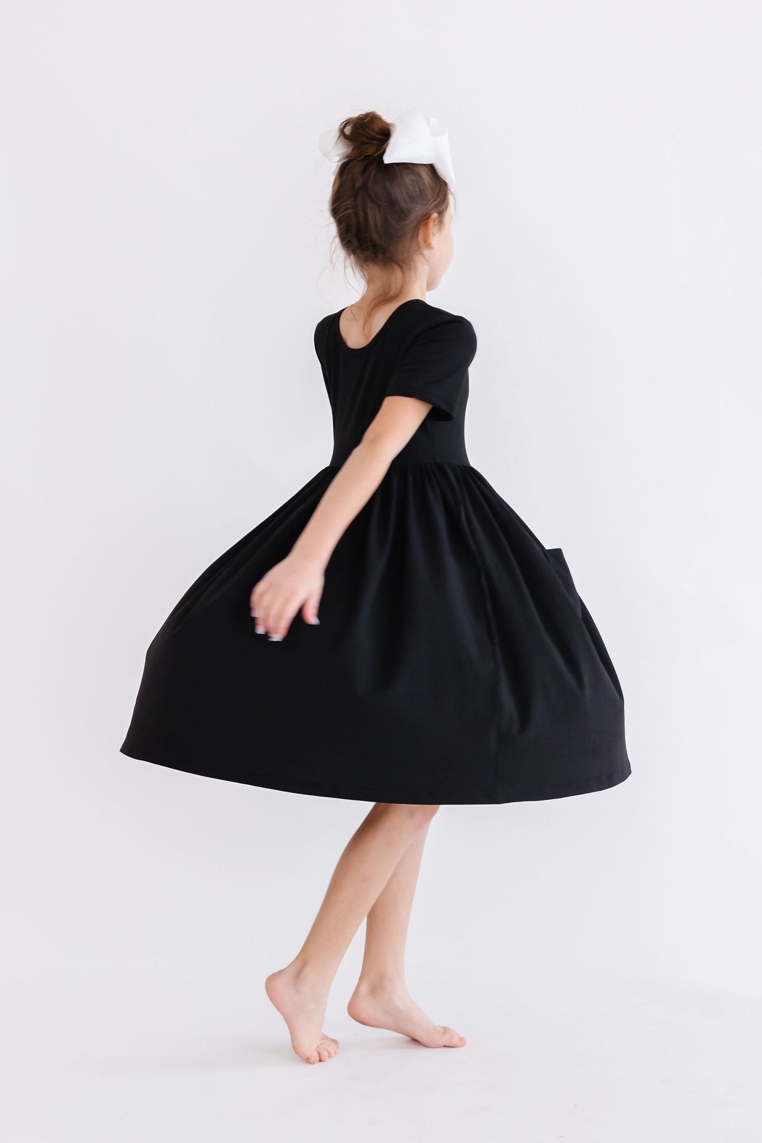 Black S/s Pocket Twirl Dress