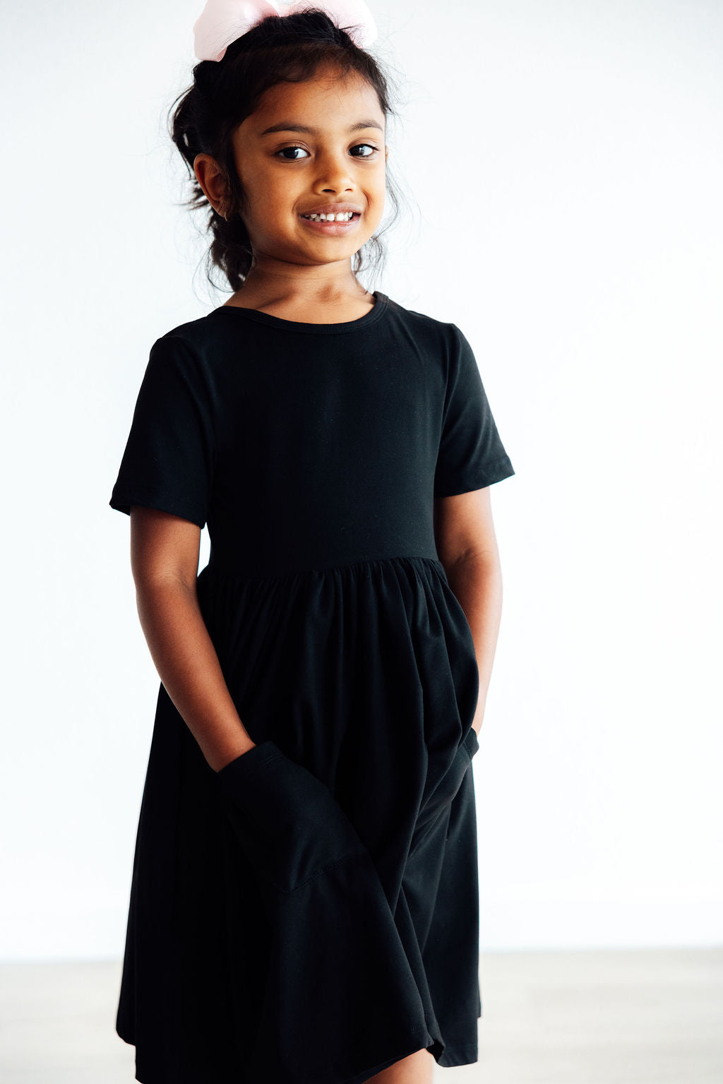 Black S/s Pocket Twirl Dress