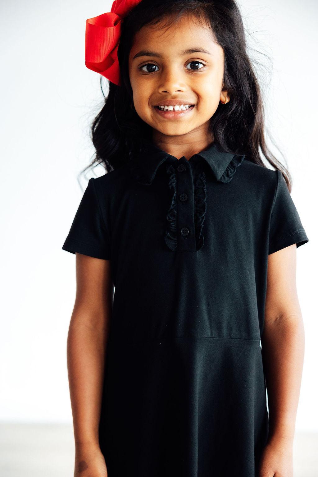Black S/s Polo Dress