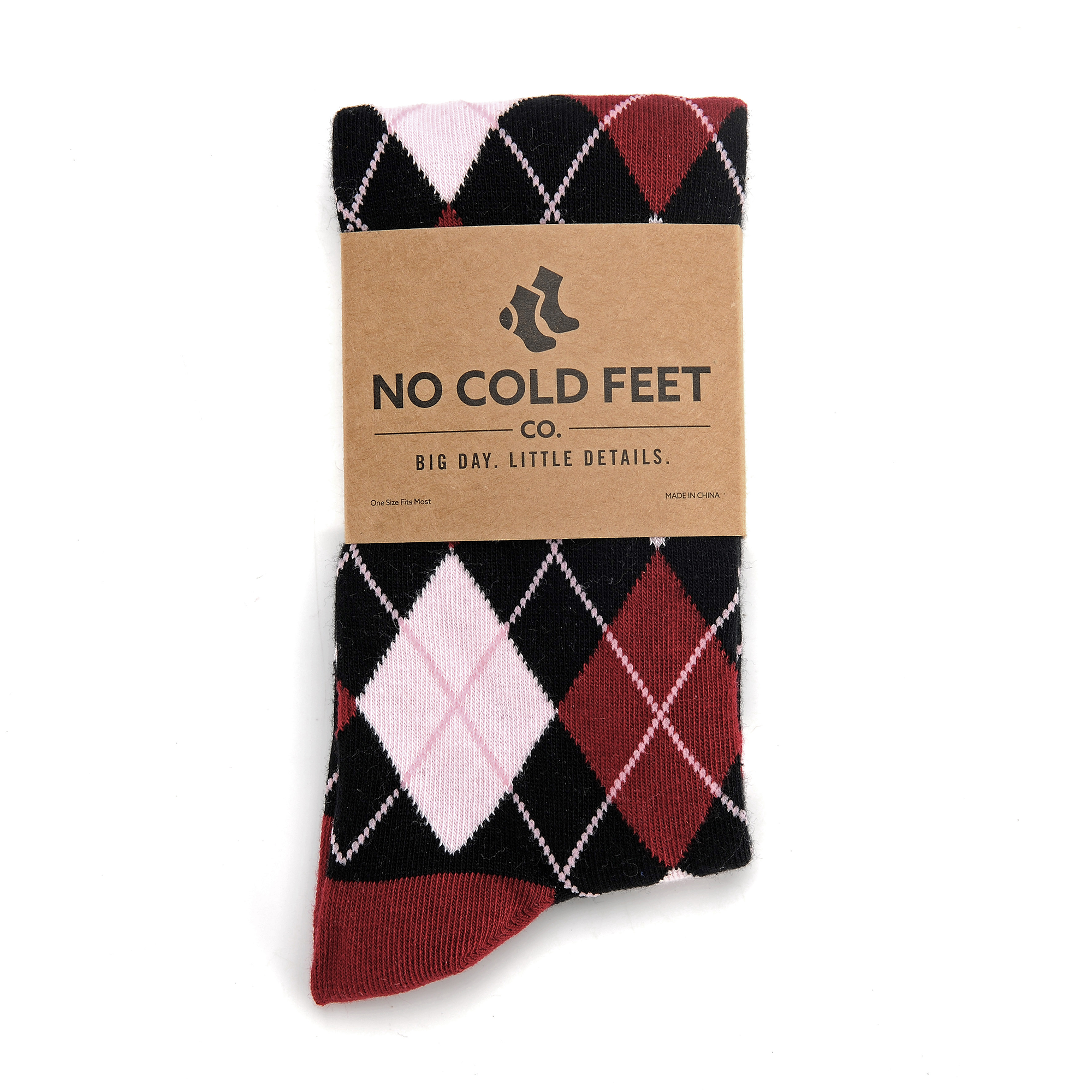 Black, Burgundy And Blush Argyle Socks