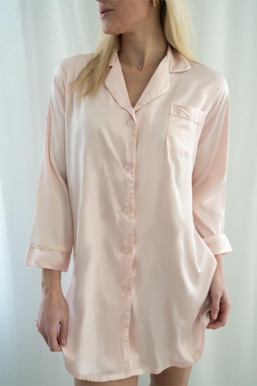 Blush Satin Sleep Shirt | Includes Plus Size