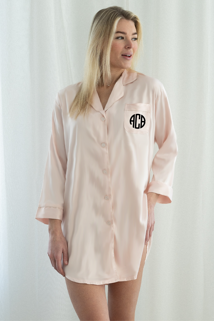 Blush Satin Sleep Shirt | Includes Plus Size