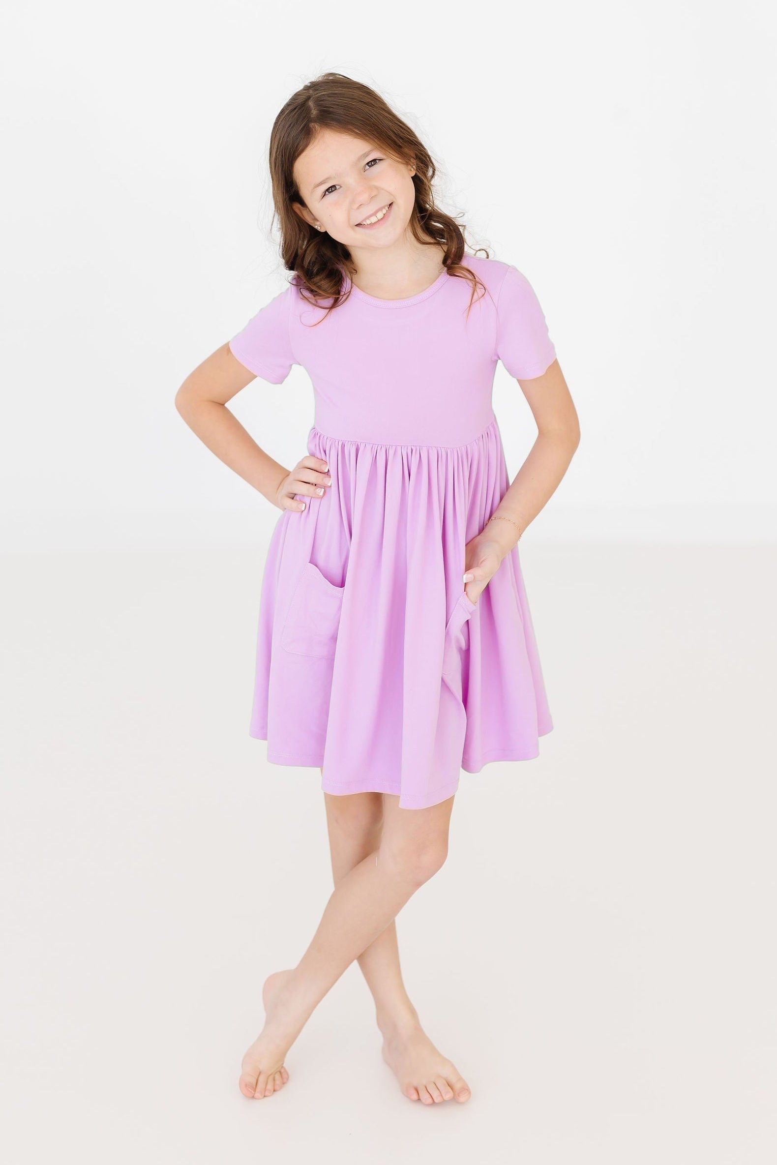 Bright Lilac S/s Pocket Twirl Dress