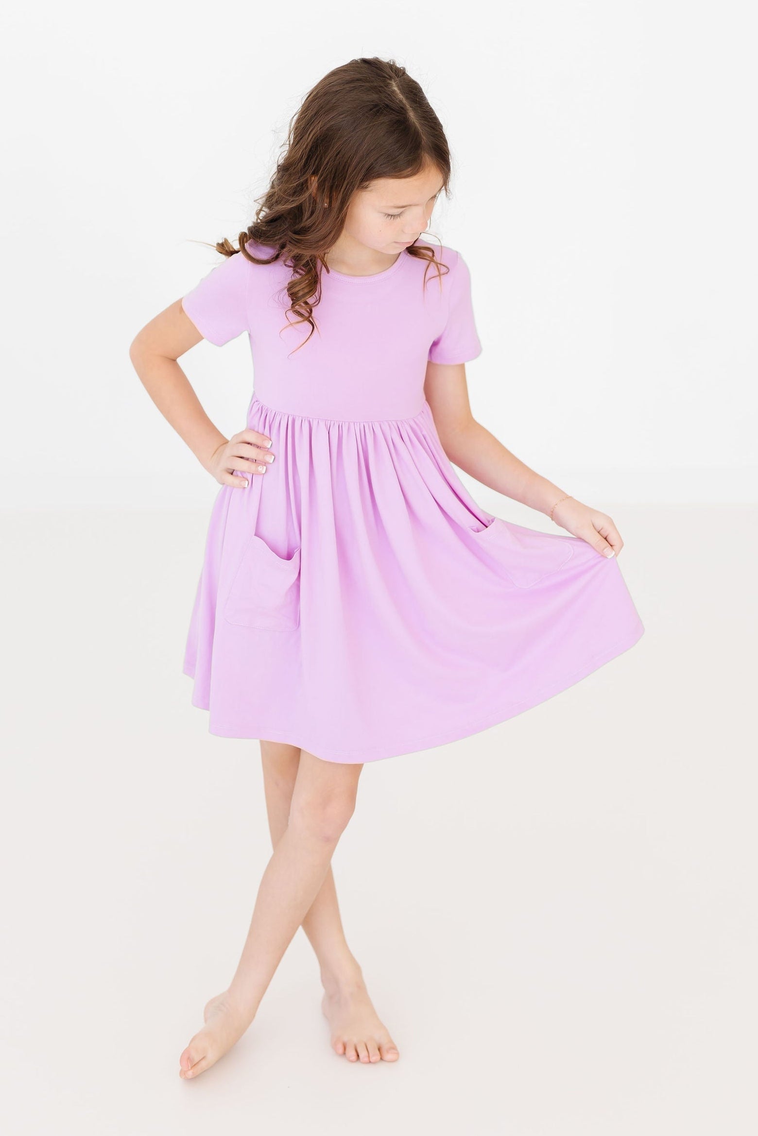 Bright Lilac S/s Pocket Twirl Dress