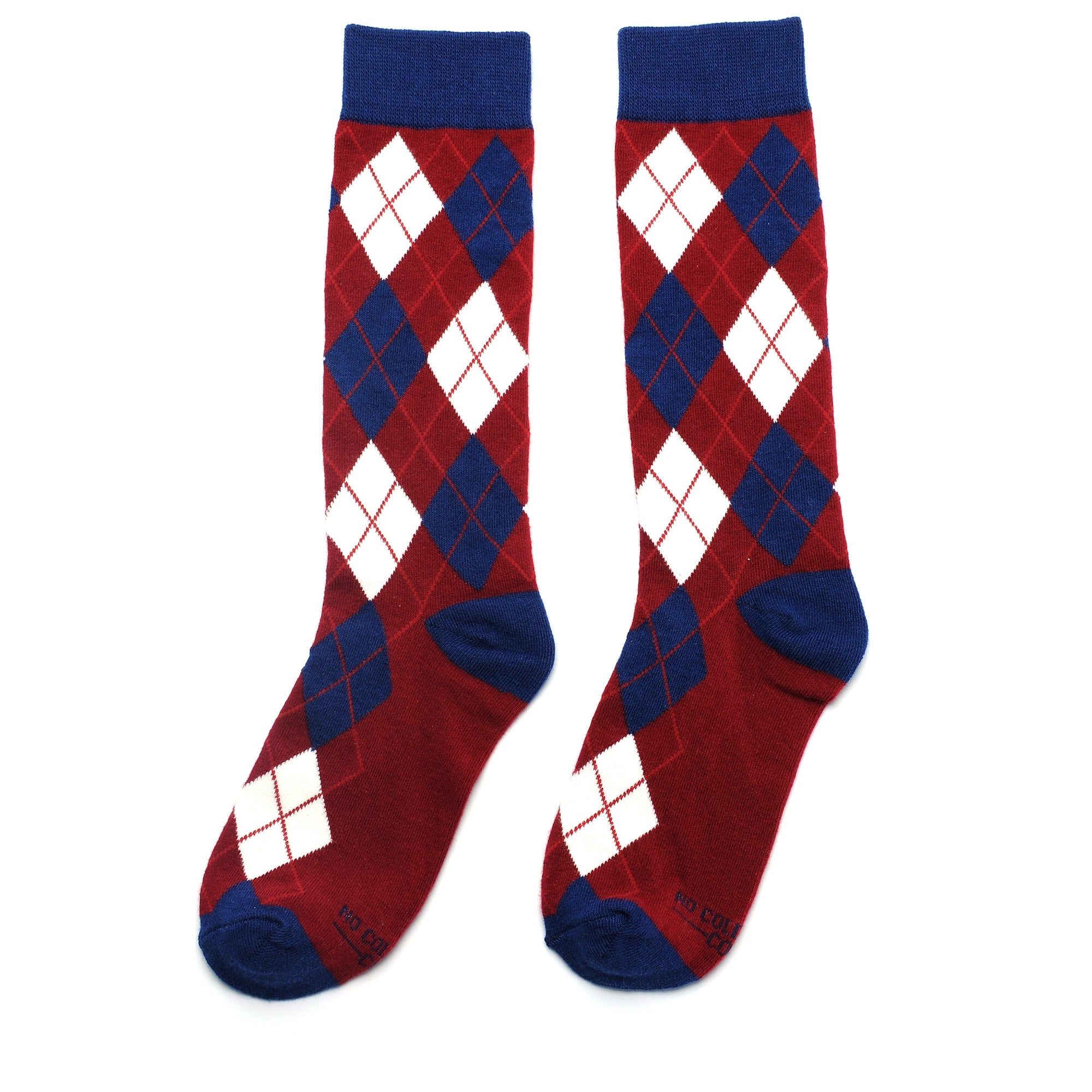 Burgundy And Navy Argyle Socks