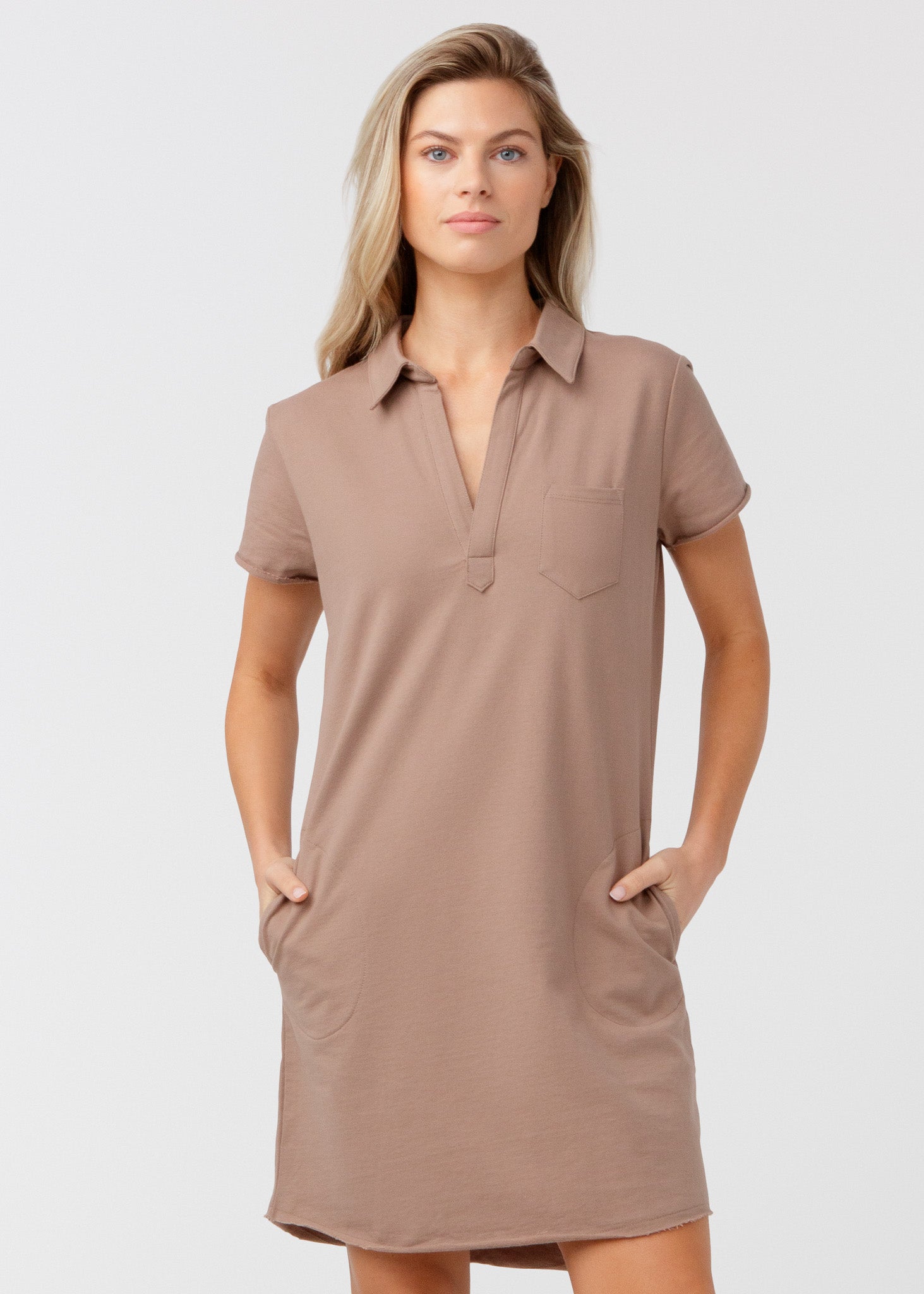 Mocha Cotton Polo Dress