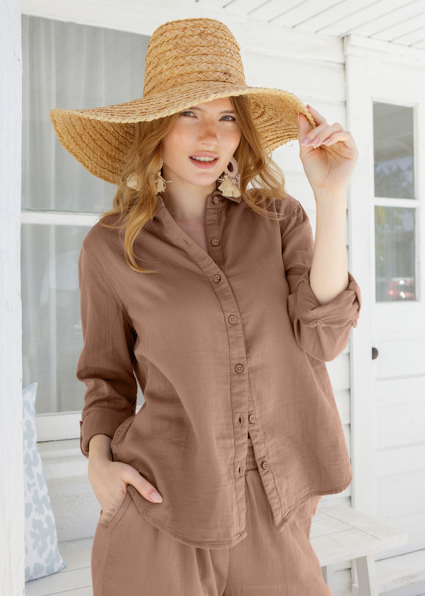 Sand Gauze Button Down Shirt