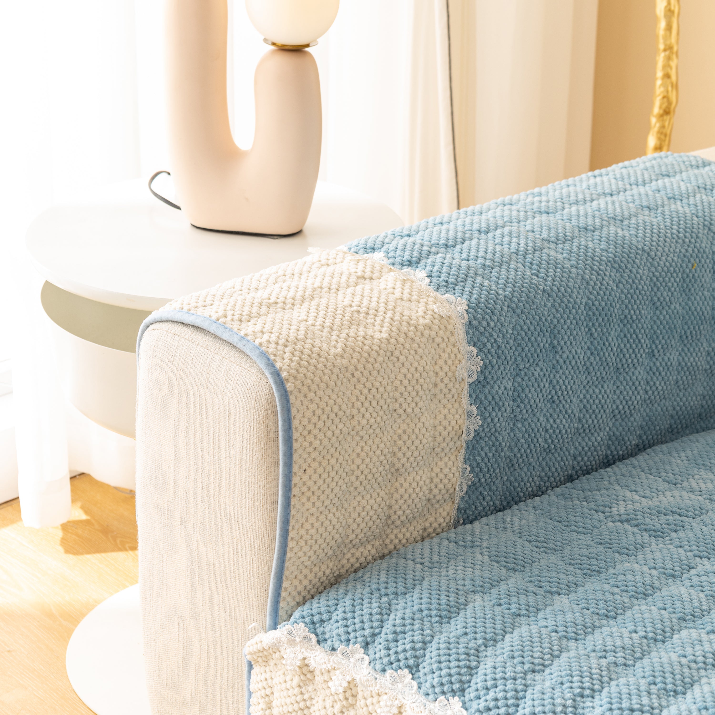 Non-slip Sectional Couch Cover With Lace, Furniture Protector For Dogs, Pets, And Kids Iii