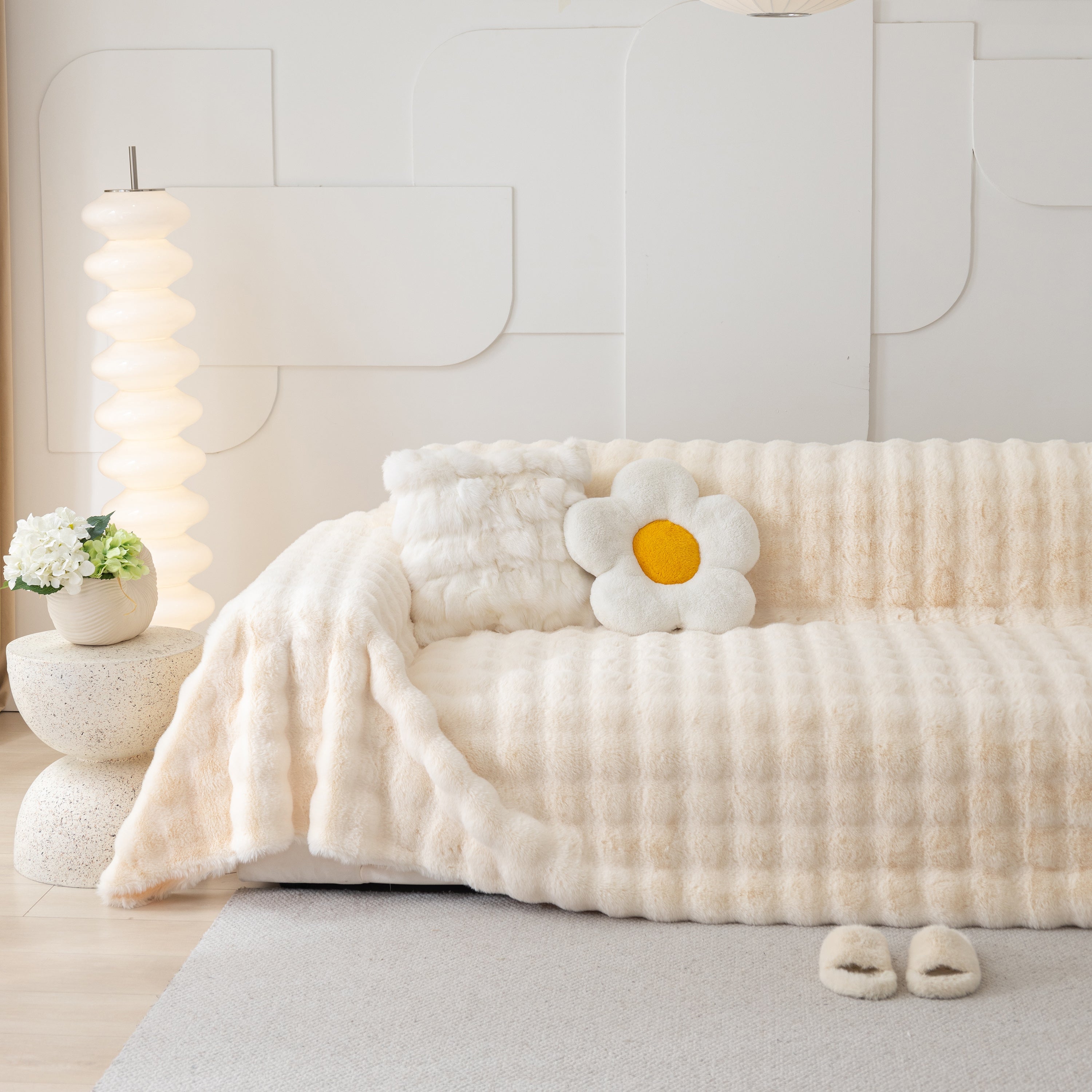 Faux Rabbit Fur Throws For Sofas, Stylish Throw Blankets For Couch And Couch Throw Cover