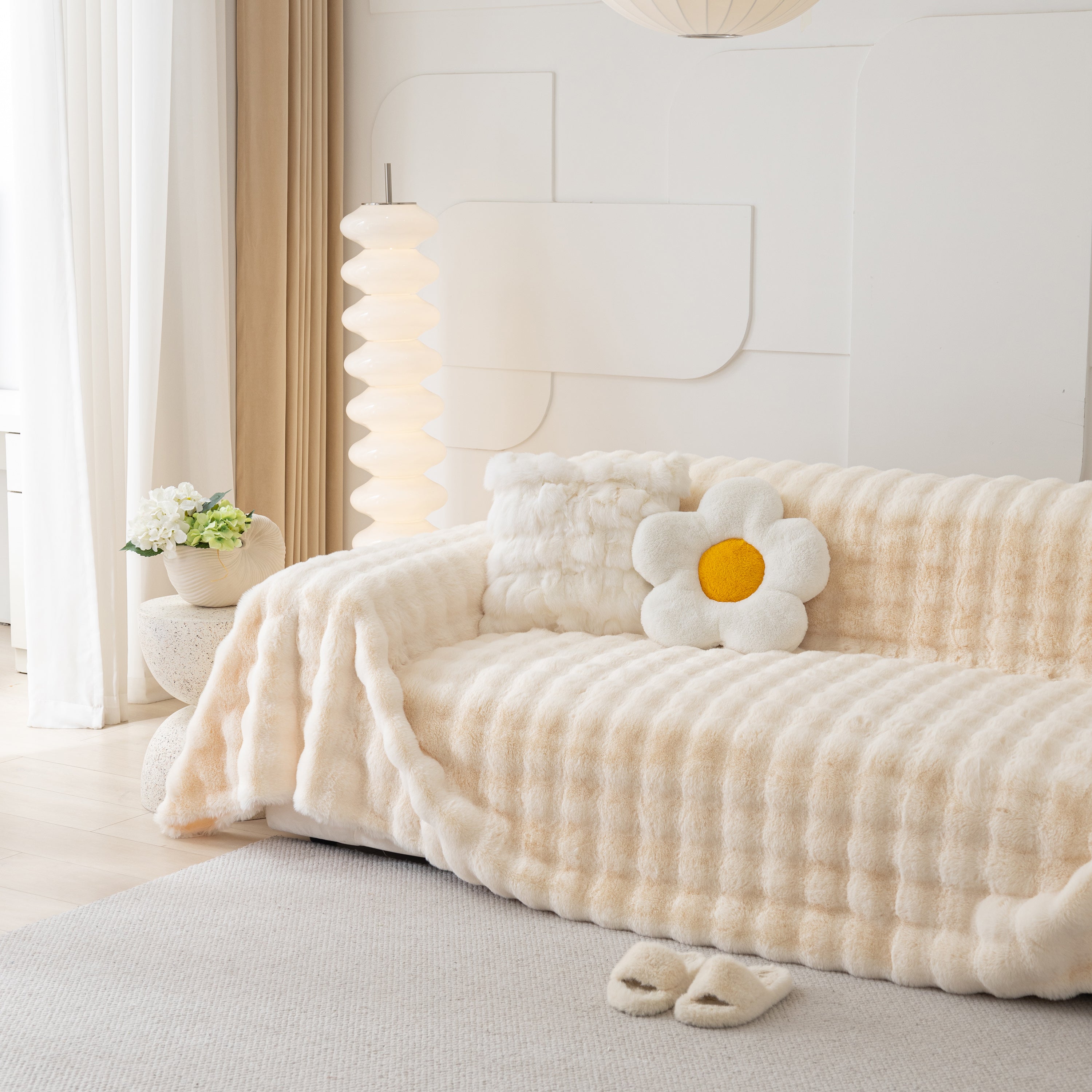 Faux Rabbit Fur Throws For Sofas, Stylish Throw Blankets For Couch And Couch Throw Cover