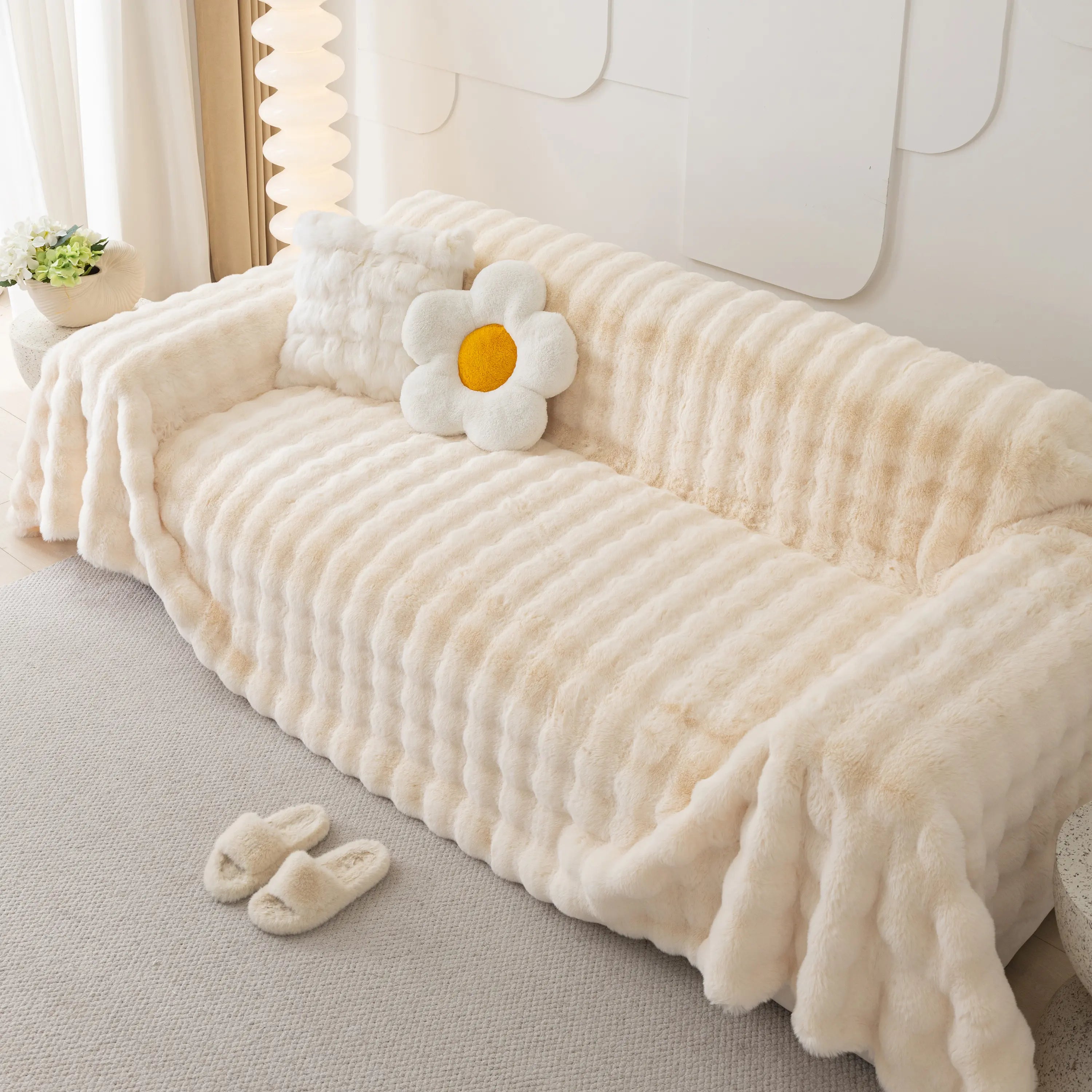 Faux Rabbit Fur Throws For Sofas, Stylish Throw Blankets For Couch And Couch Throw Cover