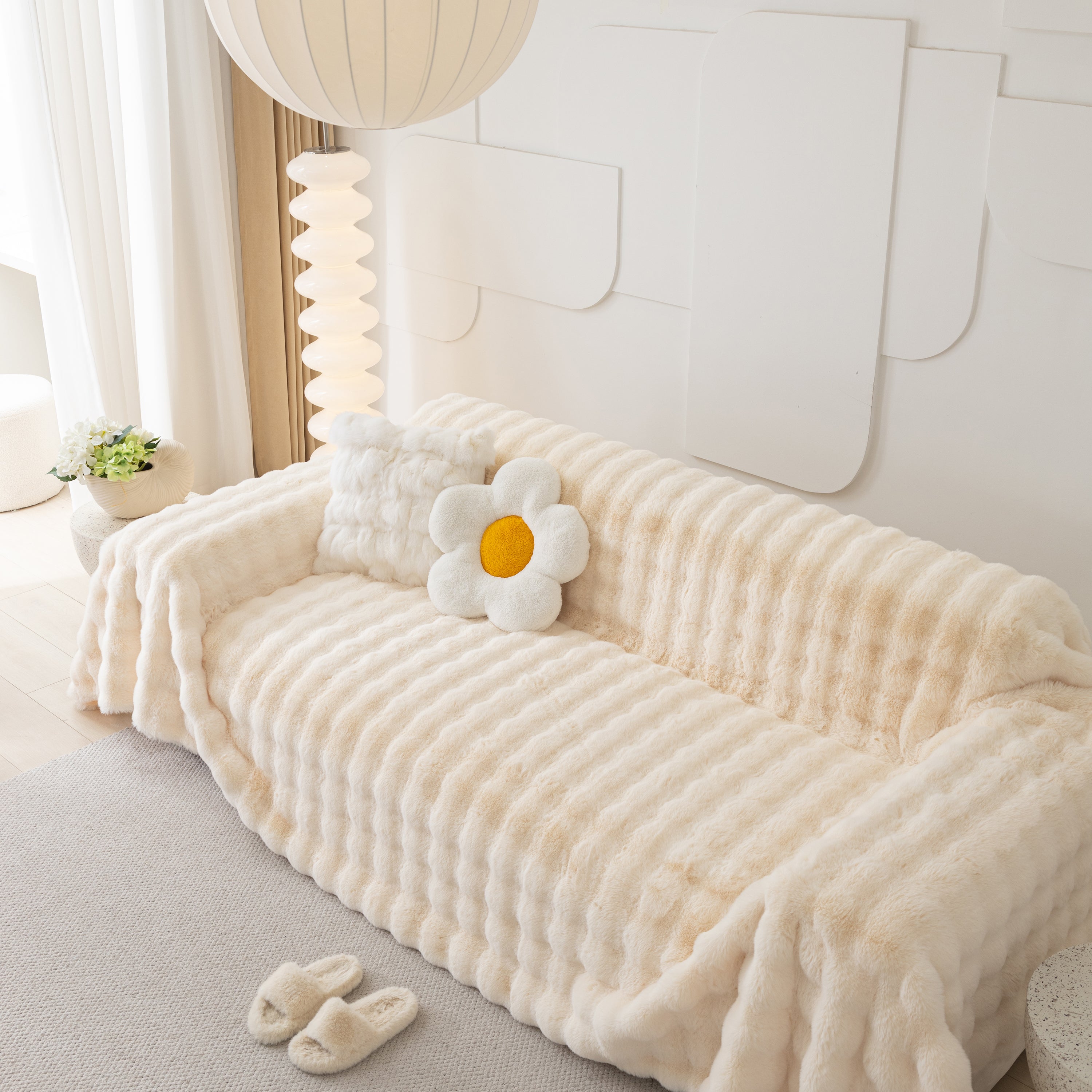 Faux Rabbit Fur Throws For Sofas, Stylish Throw Blankets For Couch And Couch Throw Cover