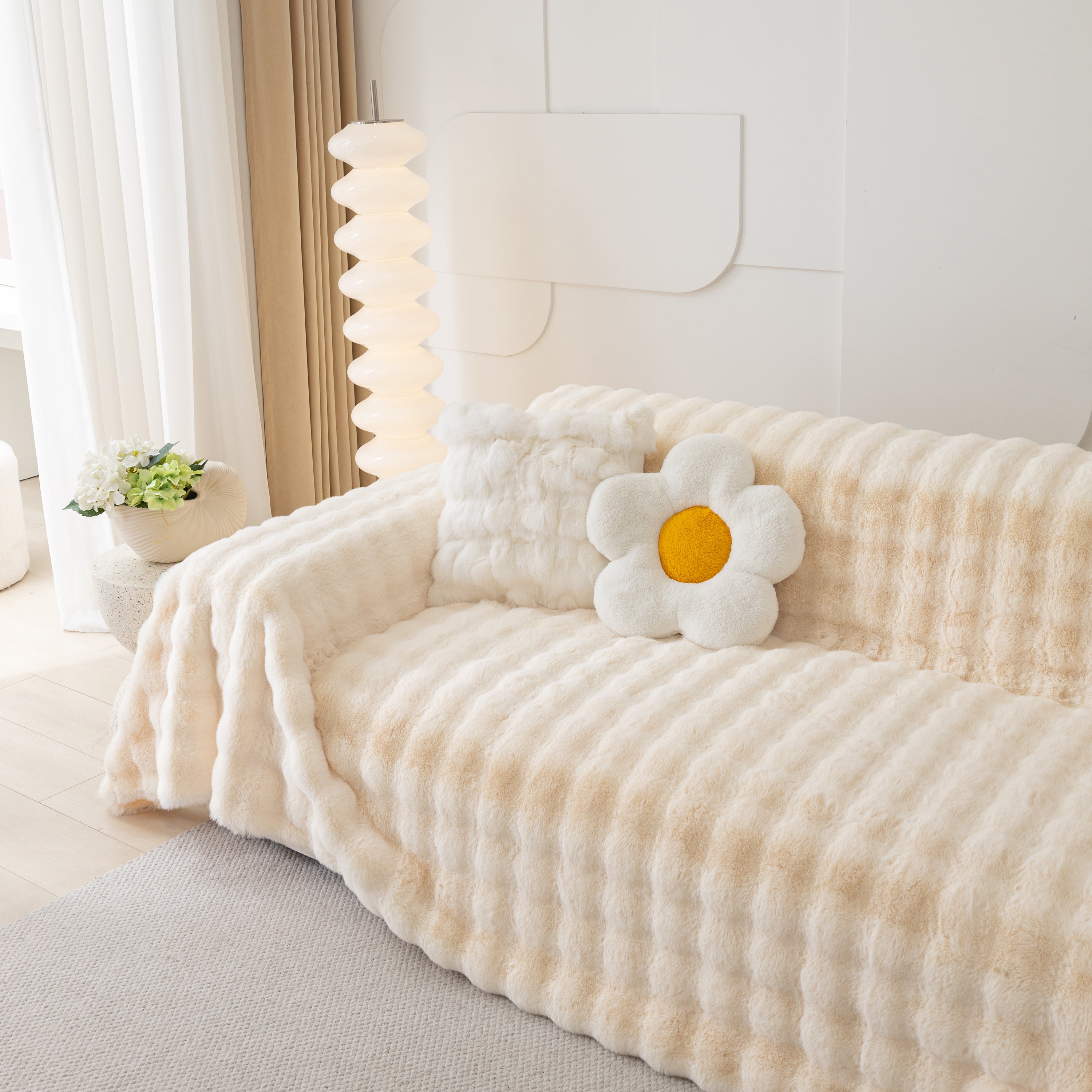 Faux Rabbit Fur Throws For Sofas, Stylish Throw Blankets For Couch And Couch Throw Cover