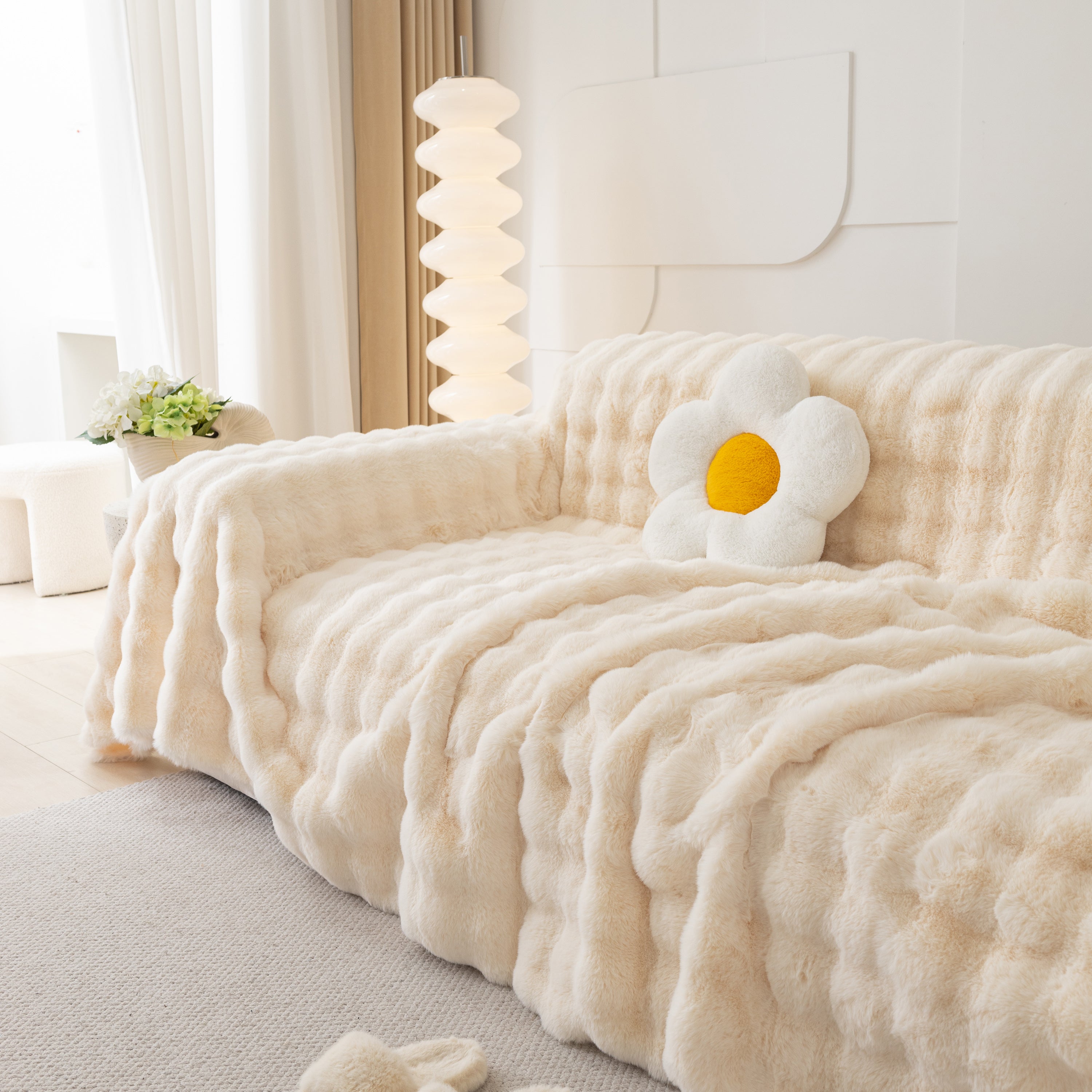 Faux Rabbit Fur Throws For Sofas, Stylish Throw Blankets For Couch And Couch Throw Cover