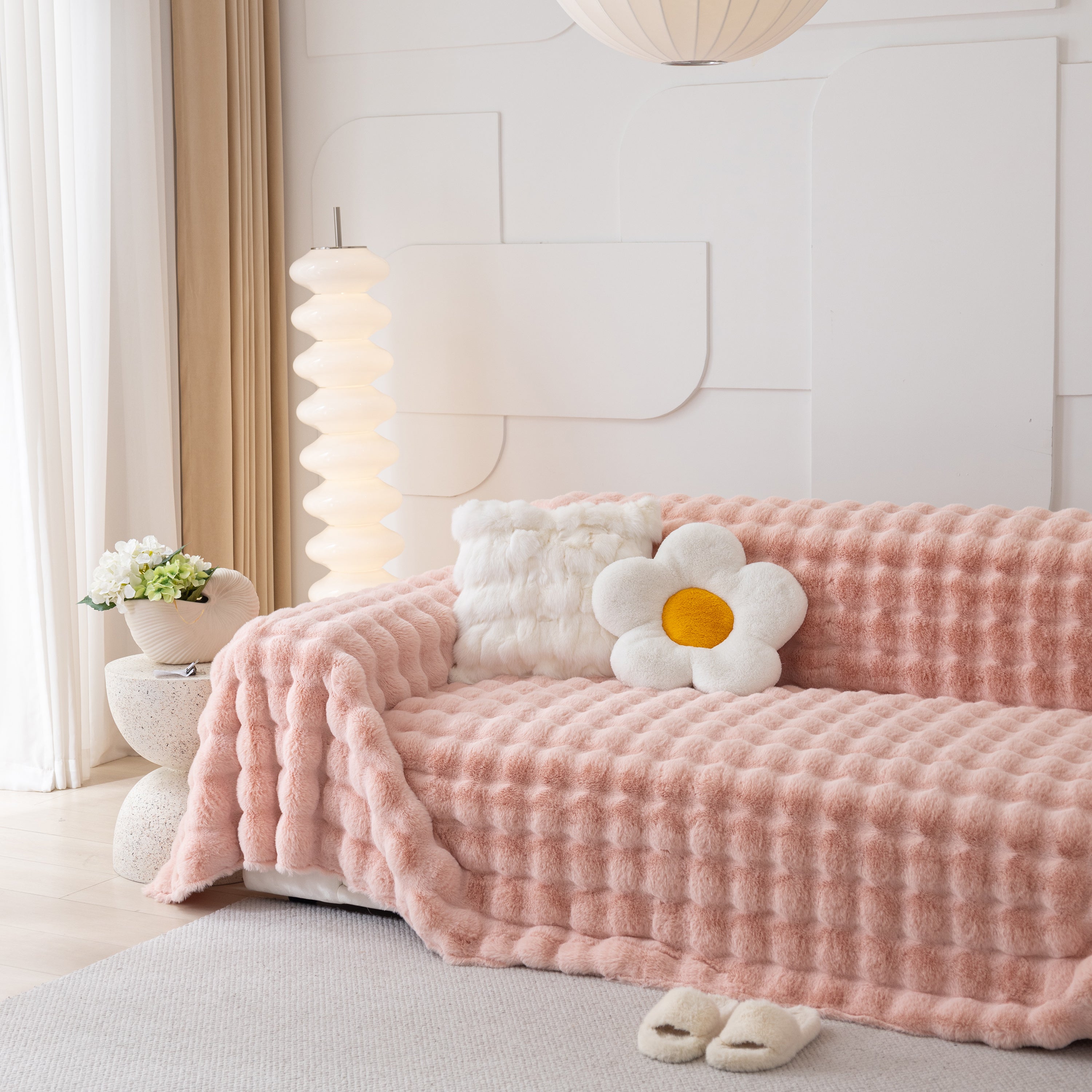 Faux Rabbit Fur Throws For Sofas, Stylish Throw Blankets For Couch And Couch Throw Cover