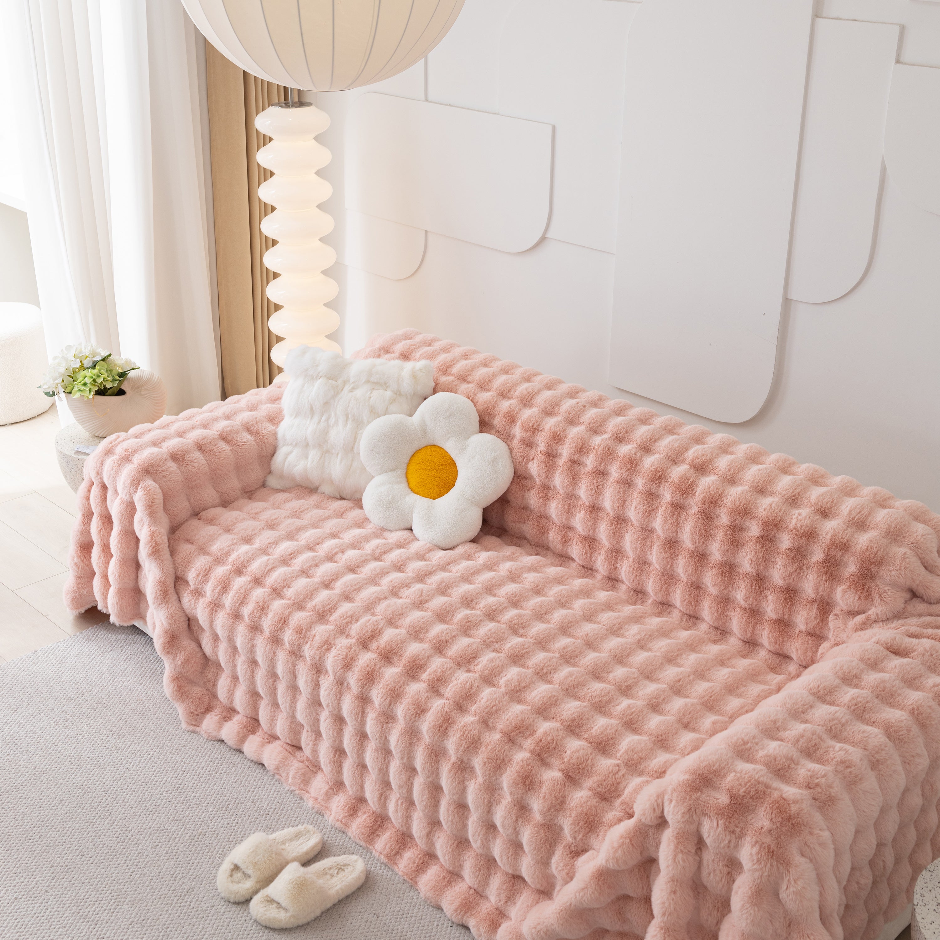 Faux Rabbit Fur Throws For Sofas, Stylish Throw Blankets For Couch And Couch Throw Cover
