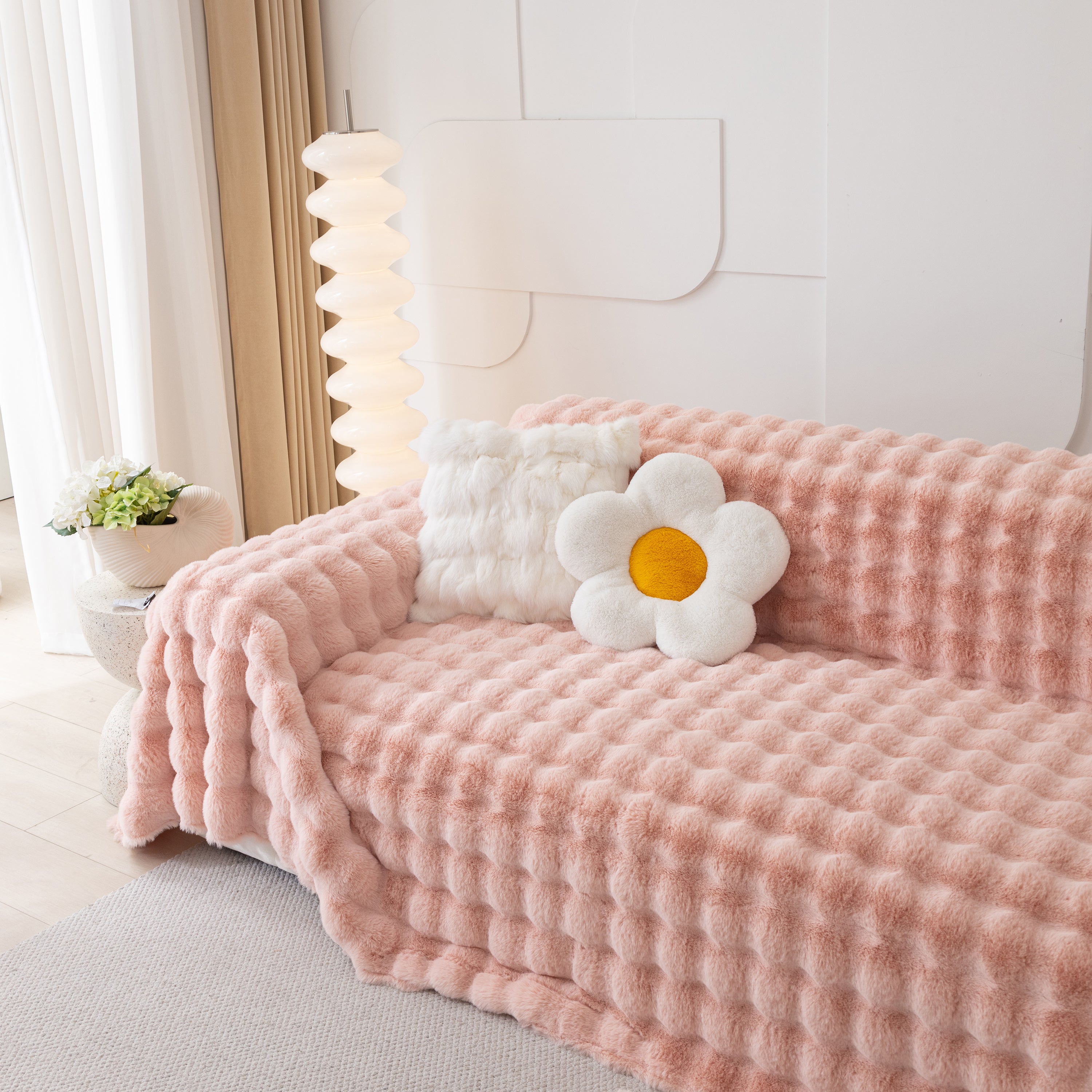 Faux Rabbit Fur Throws For Sofas, Stylish Throw Blankets For Couch And Couch Throw Cover