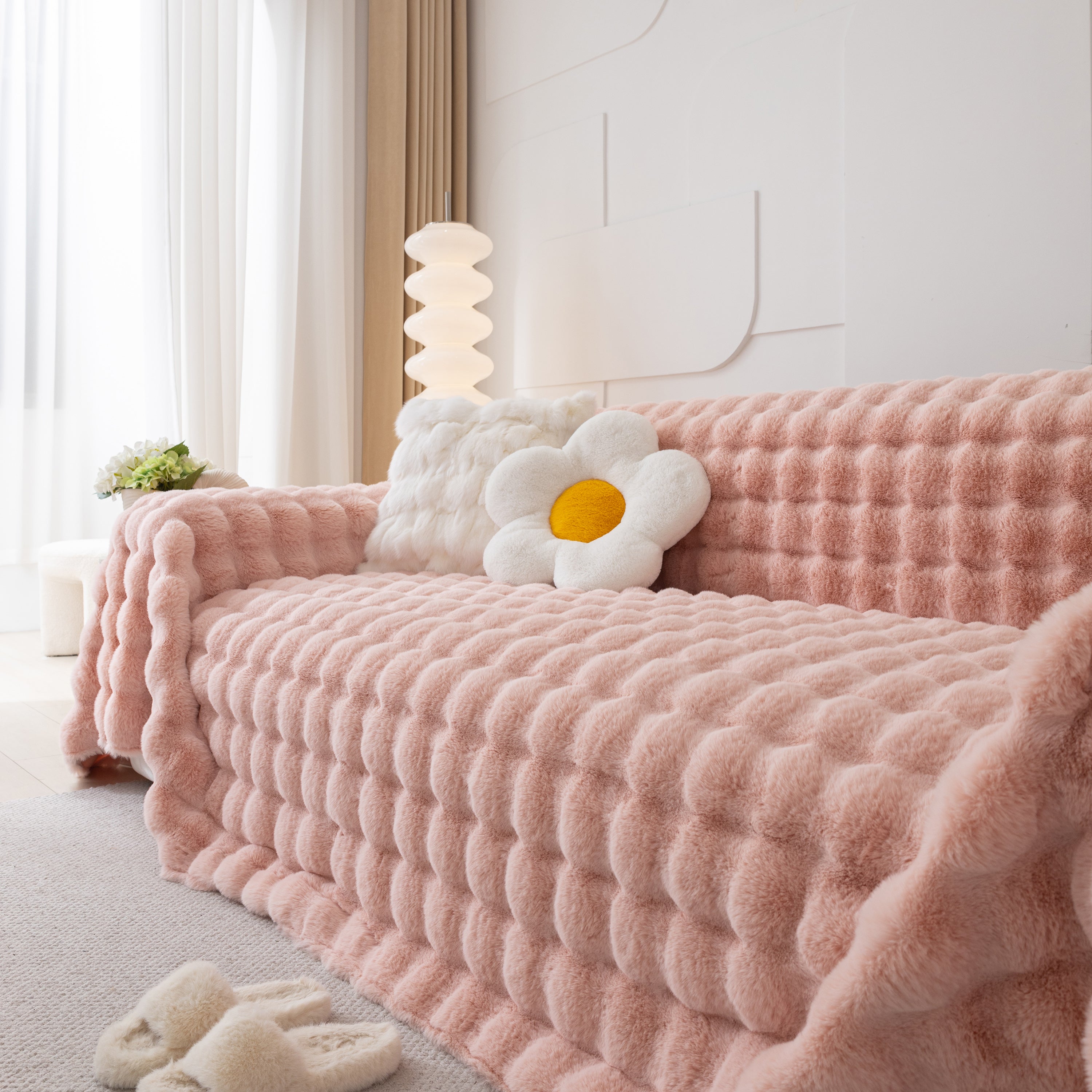 Faux Rabbit Fur Throws For Sofas, Stylish Throw Blankets For Couch And Couch Throw Cover