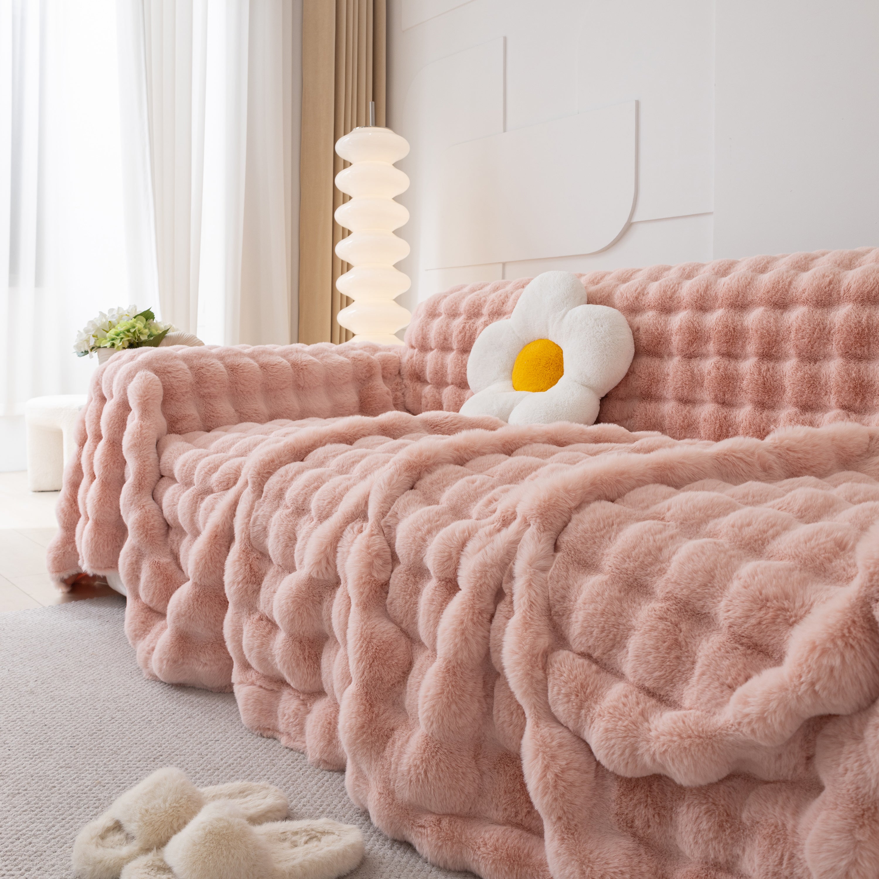 Faux Rabbit Fur Throws For Sofas, Stylish Throw Blankets For Couch And Couch Throw Cover