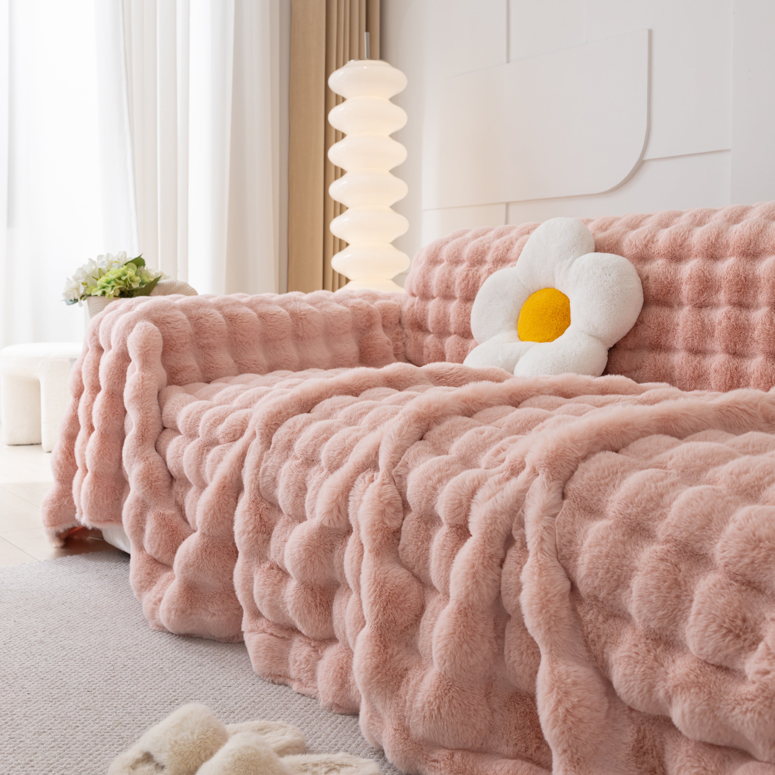 Faux Rabbit Fur Throws For Sofas, Stylish Throw Blankets For Couch And Couch Throw Cover