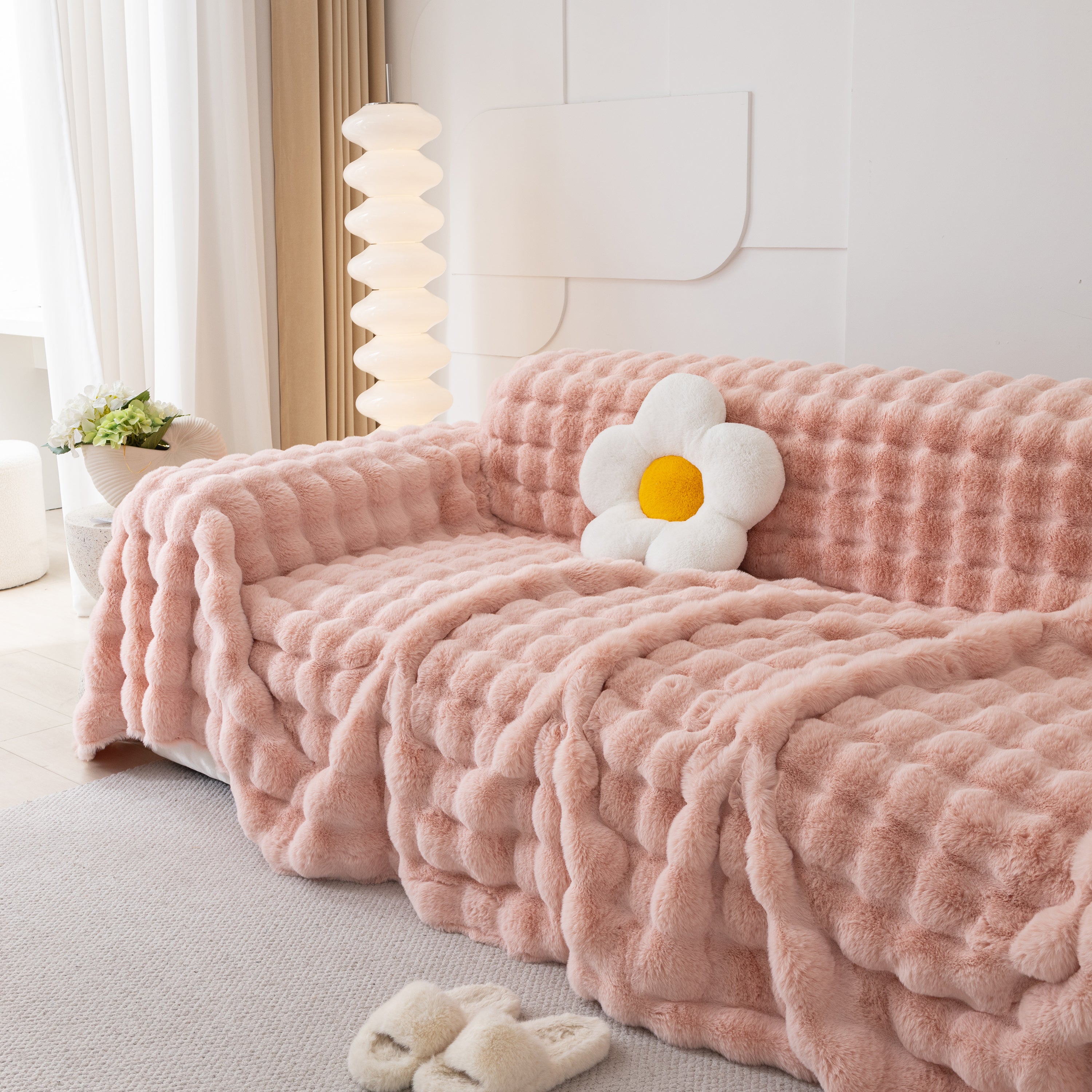 Faux Rabbit Fur Throws For Sofas, Stylish Throw Blankets For Couch And Couch Throw Cover