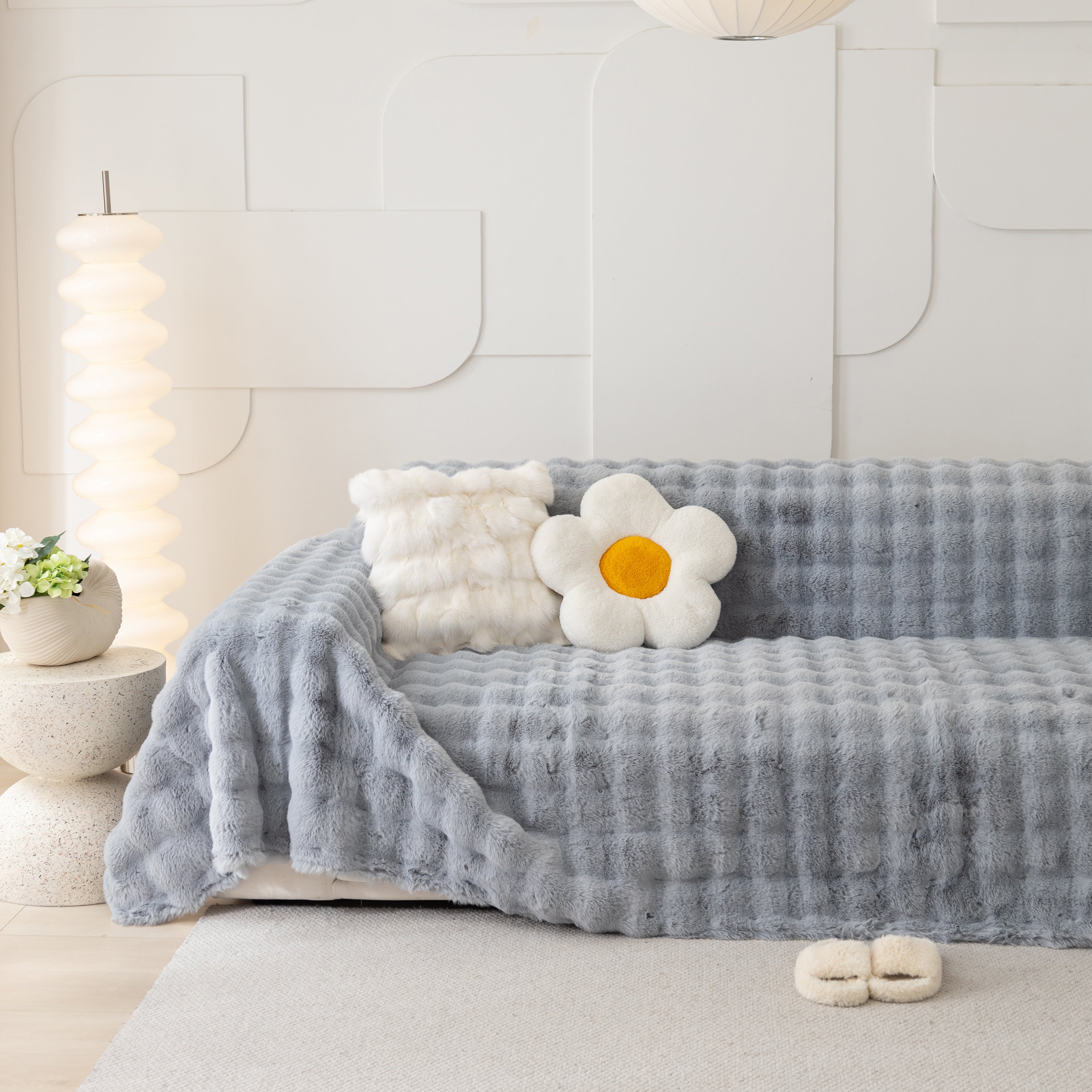 Faux Rabbit Fur Throws For Sofas, Stylish Throw Blankets For Couch And Couch Throw Cover
