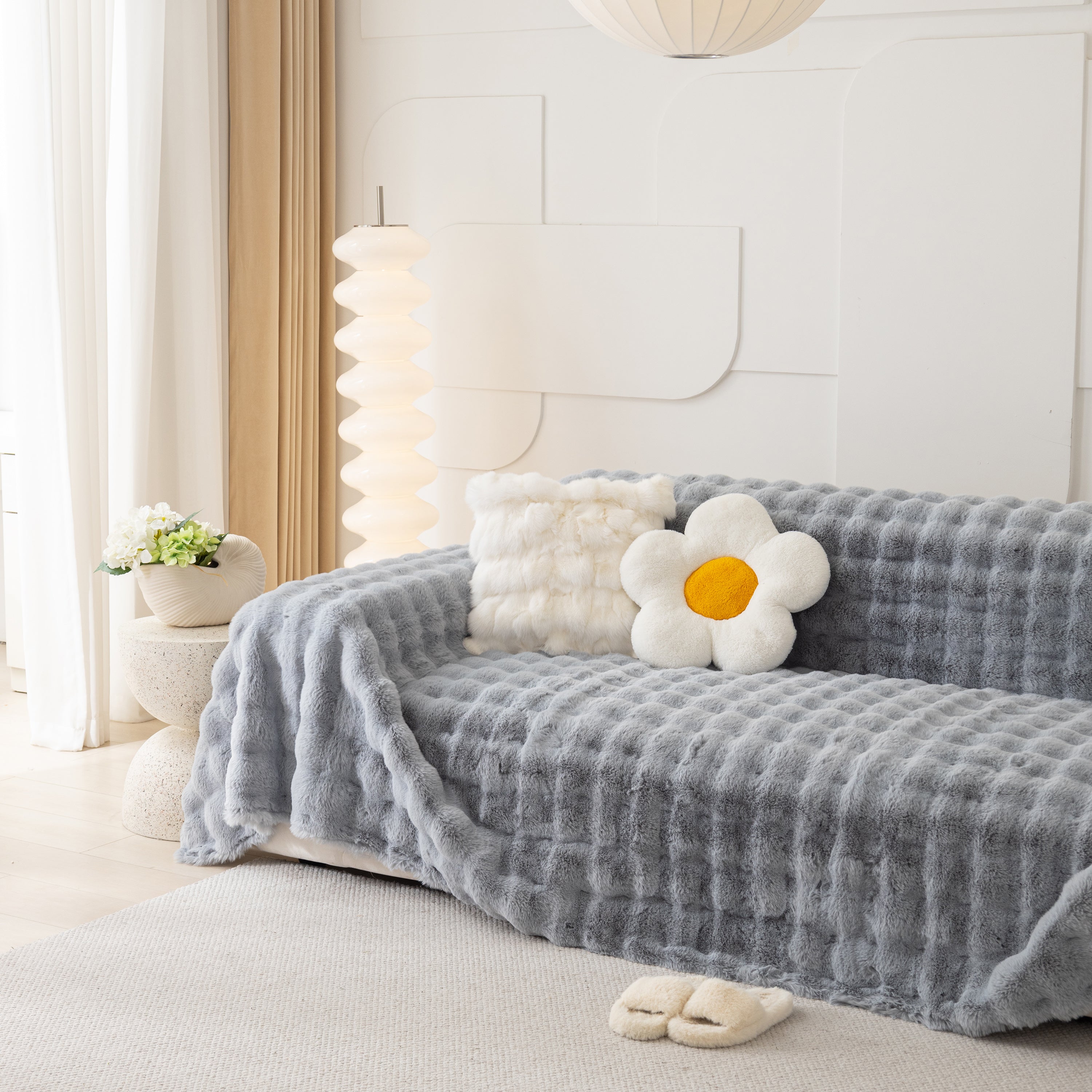 Faux Rabbit Fur Throws For Sofas, Stylish Throw Blankets For Couch And Couch Throw Cover